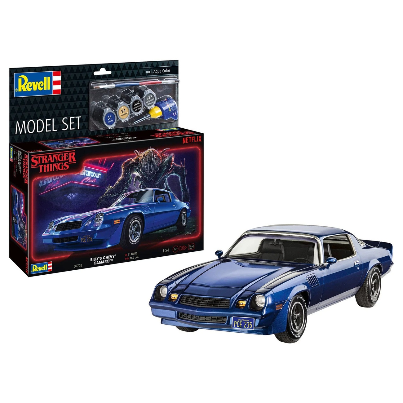 Stranger Things Model Kit Set 1/25 Chevy Camaro Z/28 (Aqua Color) 19 cm