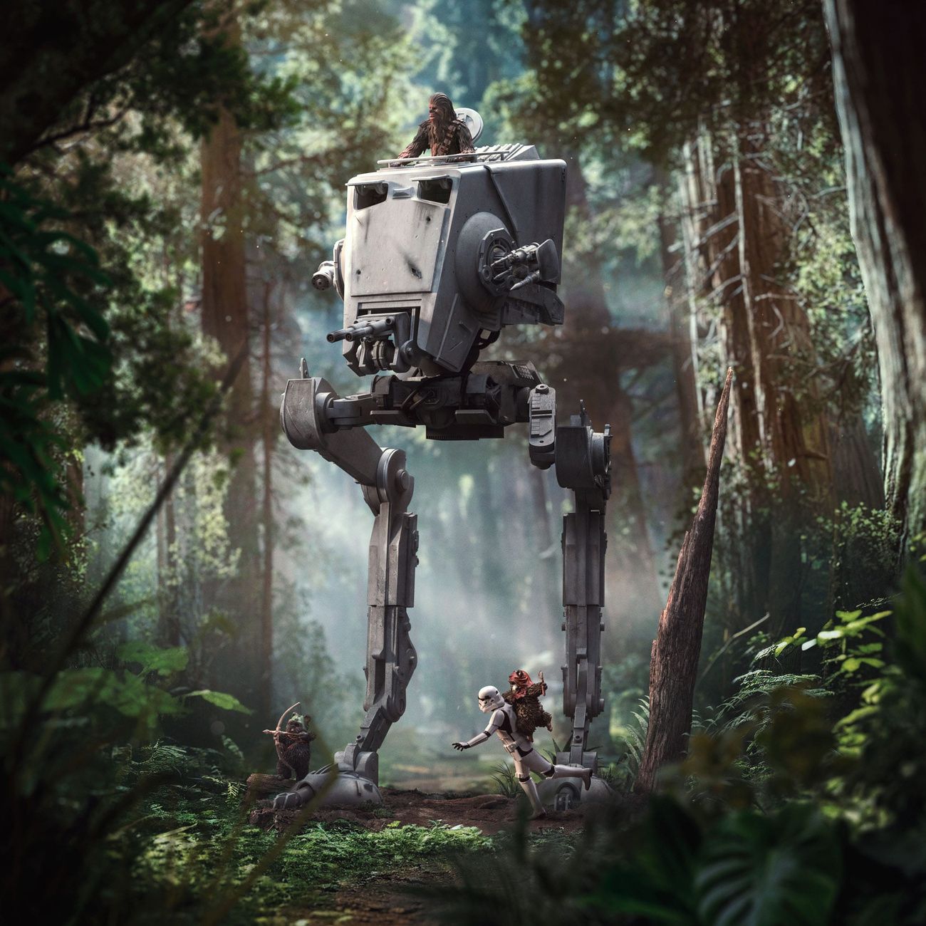 Star Wars Demi Art Scale Statue 1/20 AT-ST and Chewbacca 53