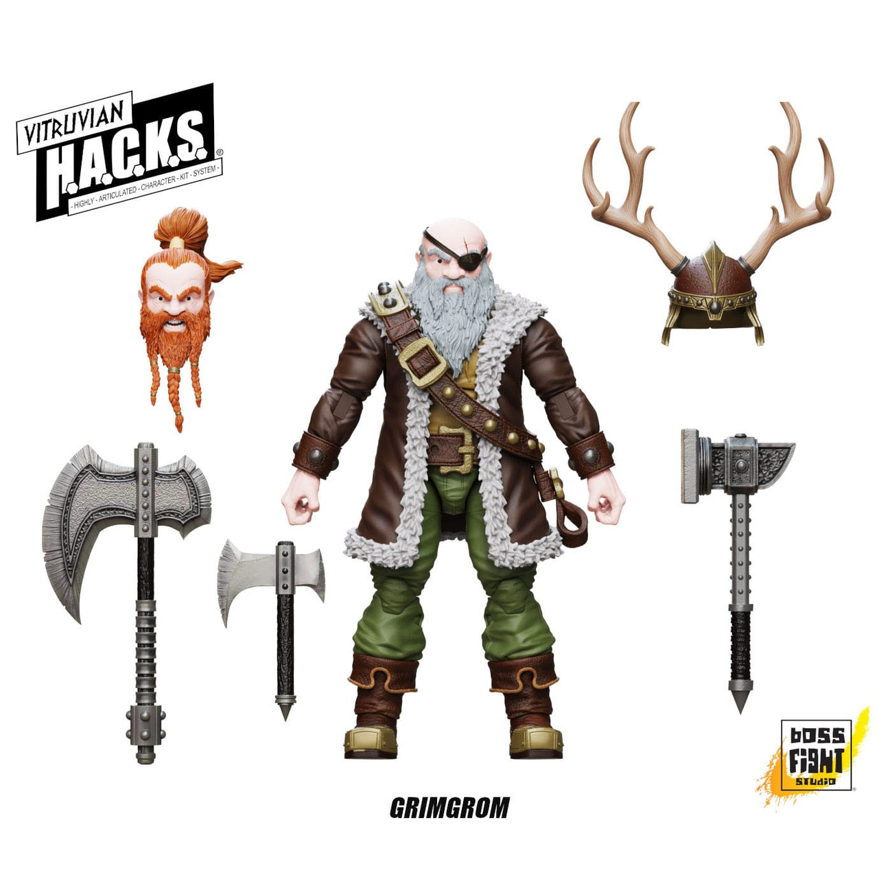 Figura de acción Vitruvian H.A.C.K.S. Enano Mercenario Grimgrom