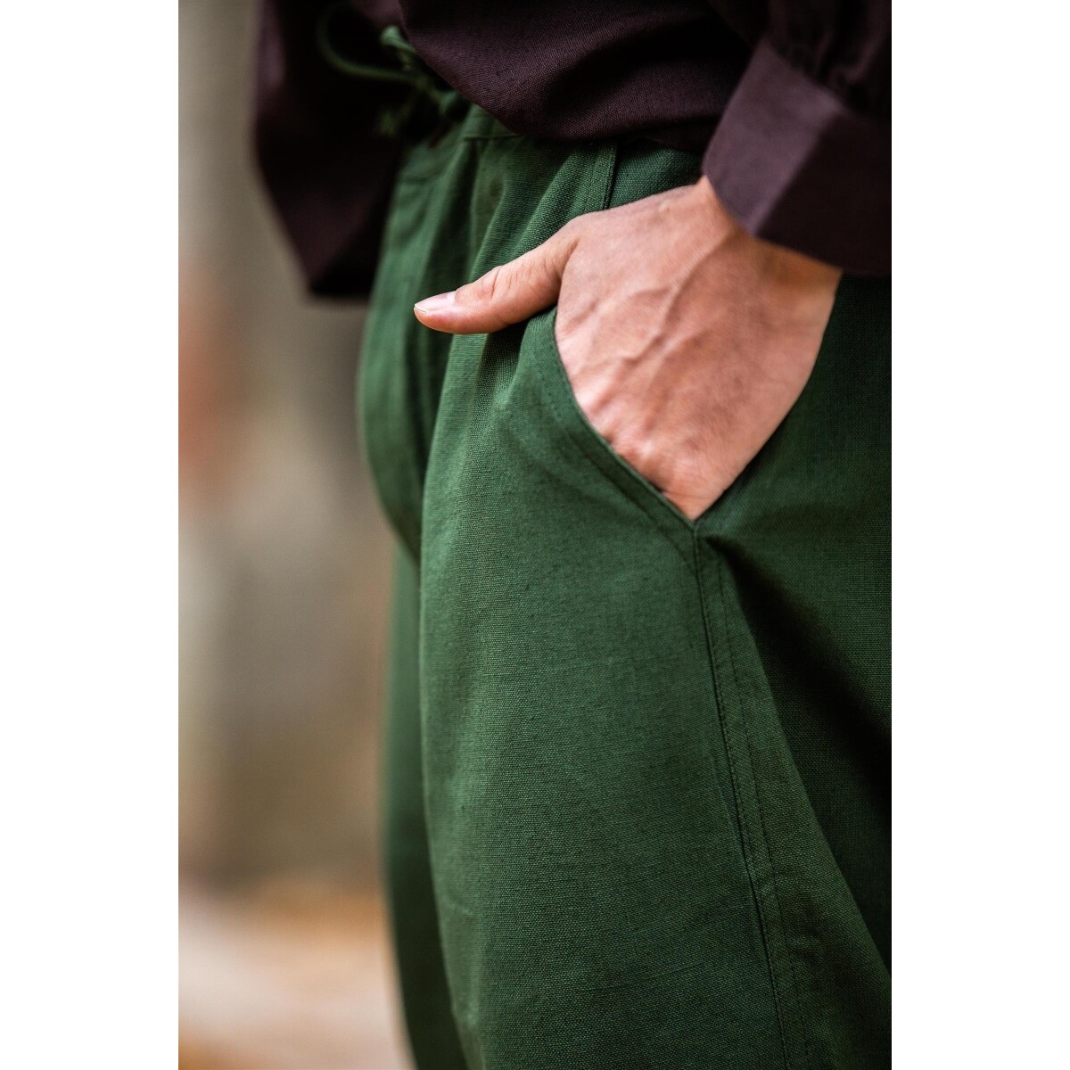 Pantaloni medievali Linhart con allacciatura in vita verde
