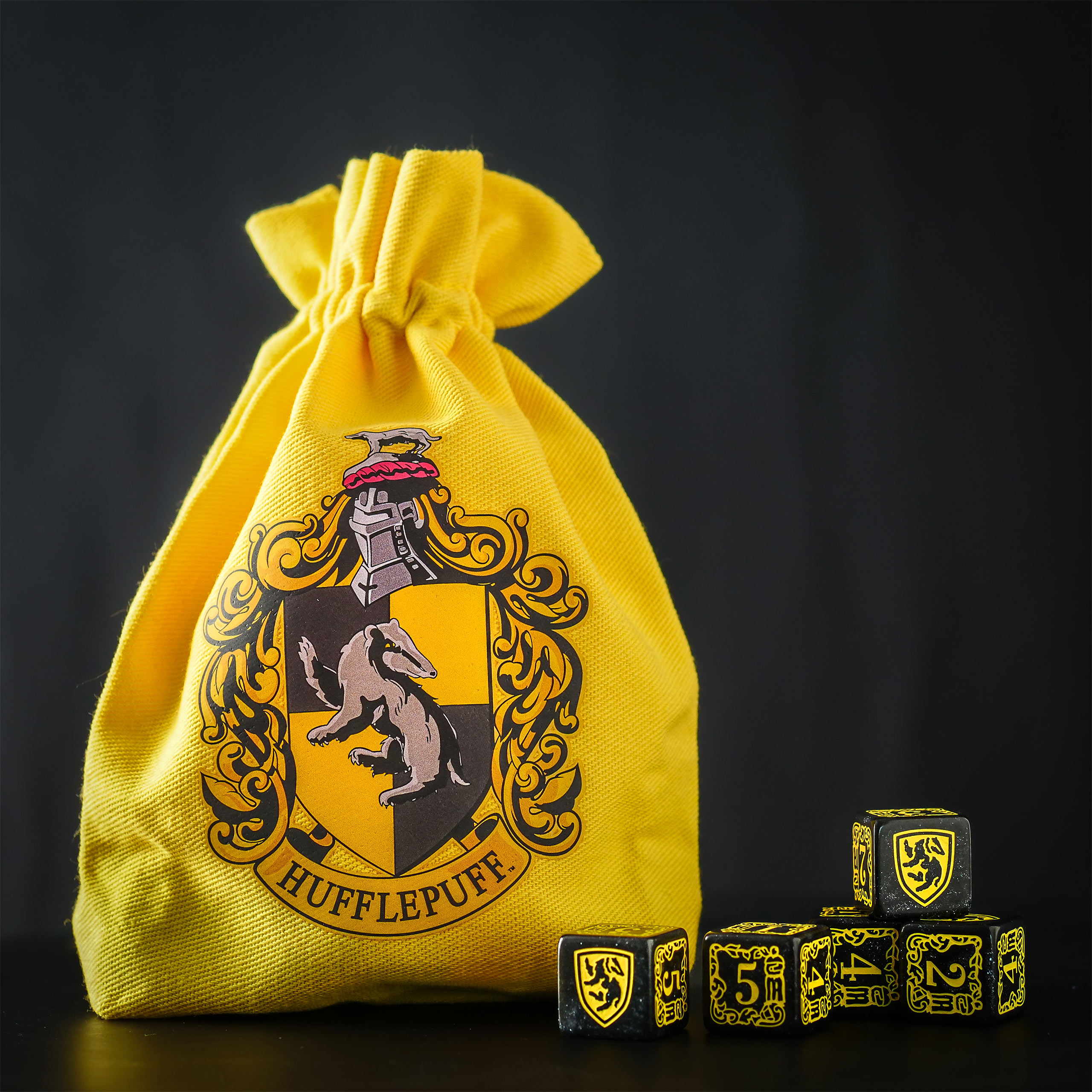 Harry Potter - Hufflepuff RPG Würfel Set 5tlg mit Würfelbeutel gelb