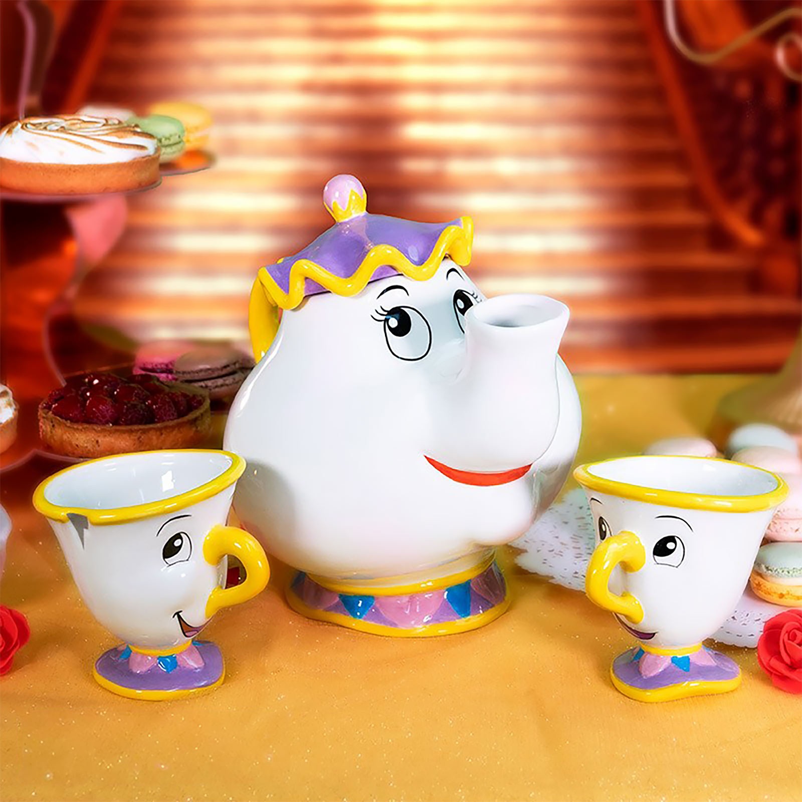 La Bella e la Bestia - Mrs. Potts e Chip set da tè da 3 pezzi