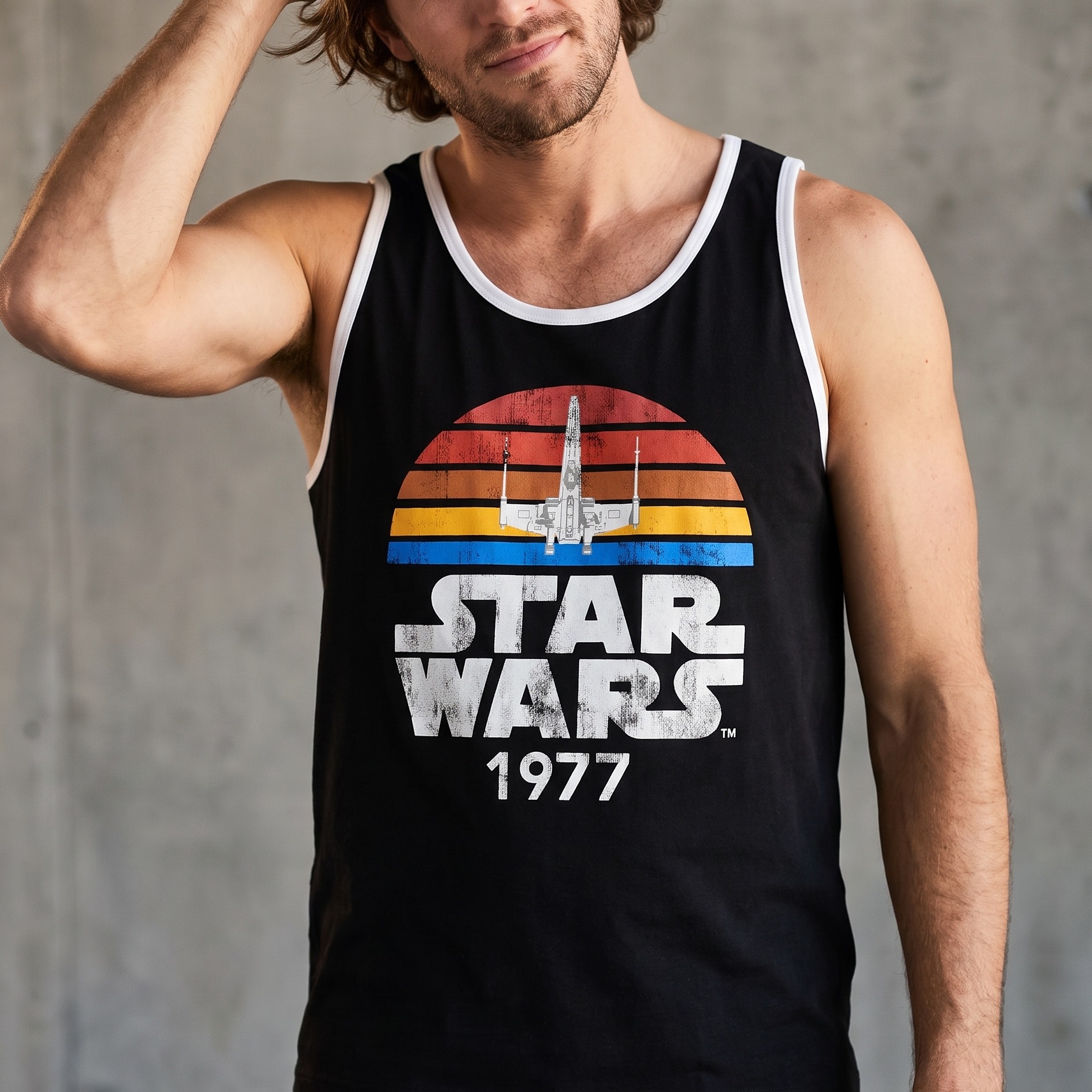 Star Wars of 1977 Distressed Tanktop schwarz
