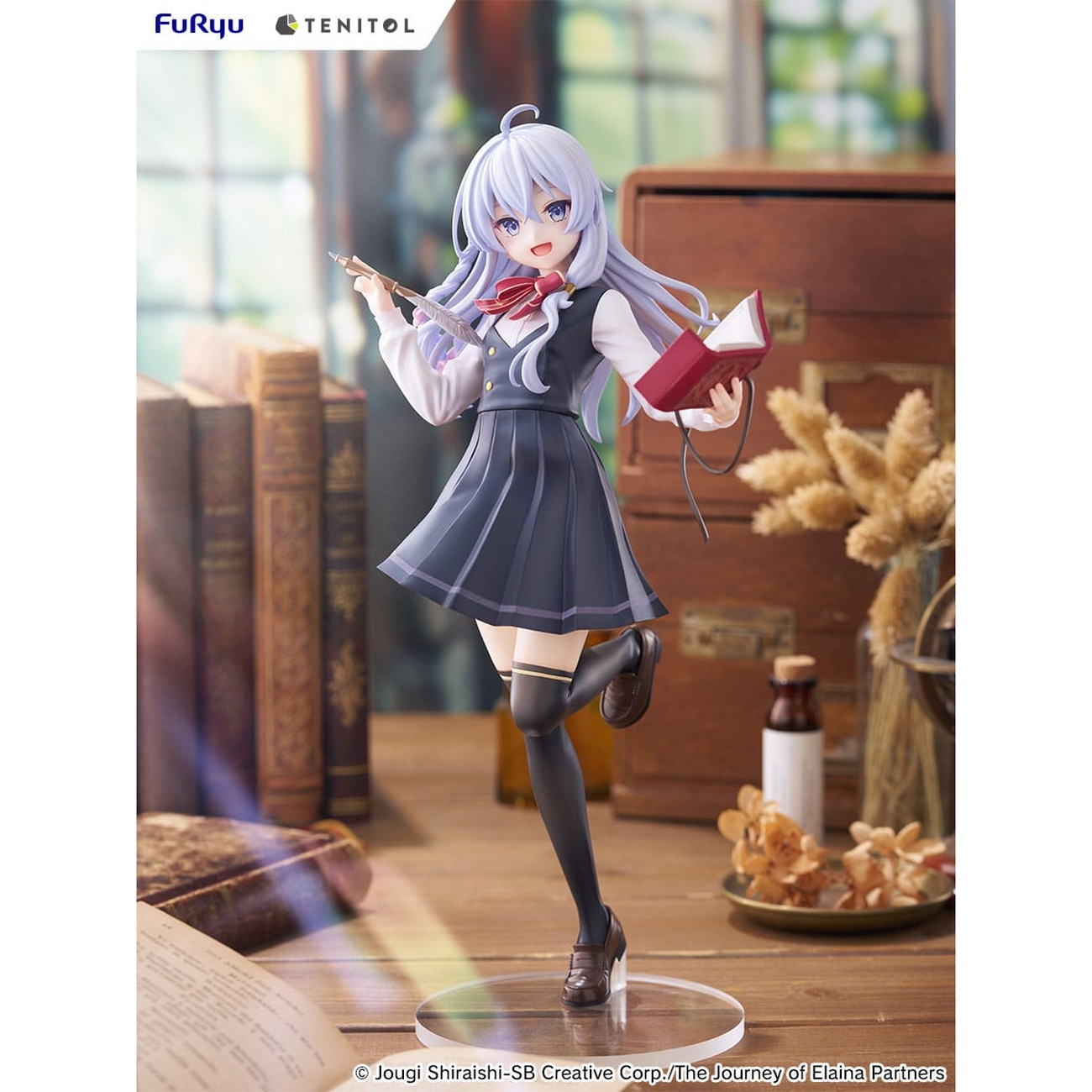 Wandering Witch: The Journey of Elaina statua alta in PVC Tenitol Elaina versione uniforme scolastica 29 cm