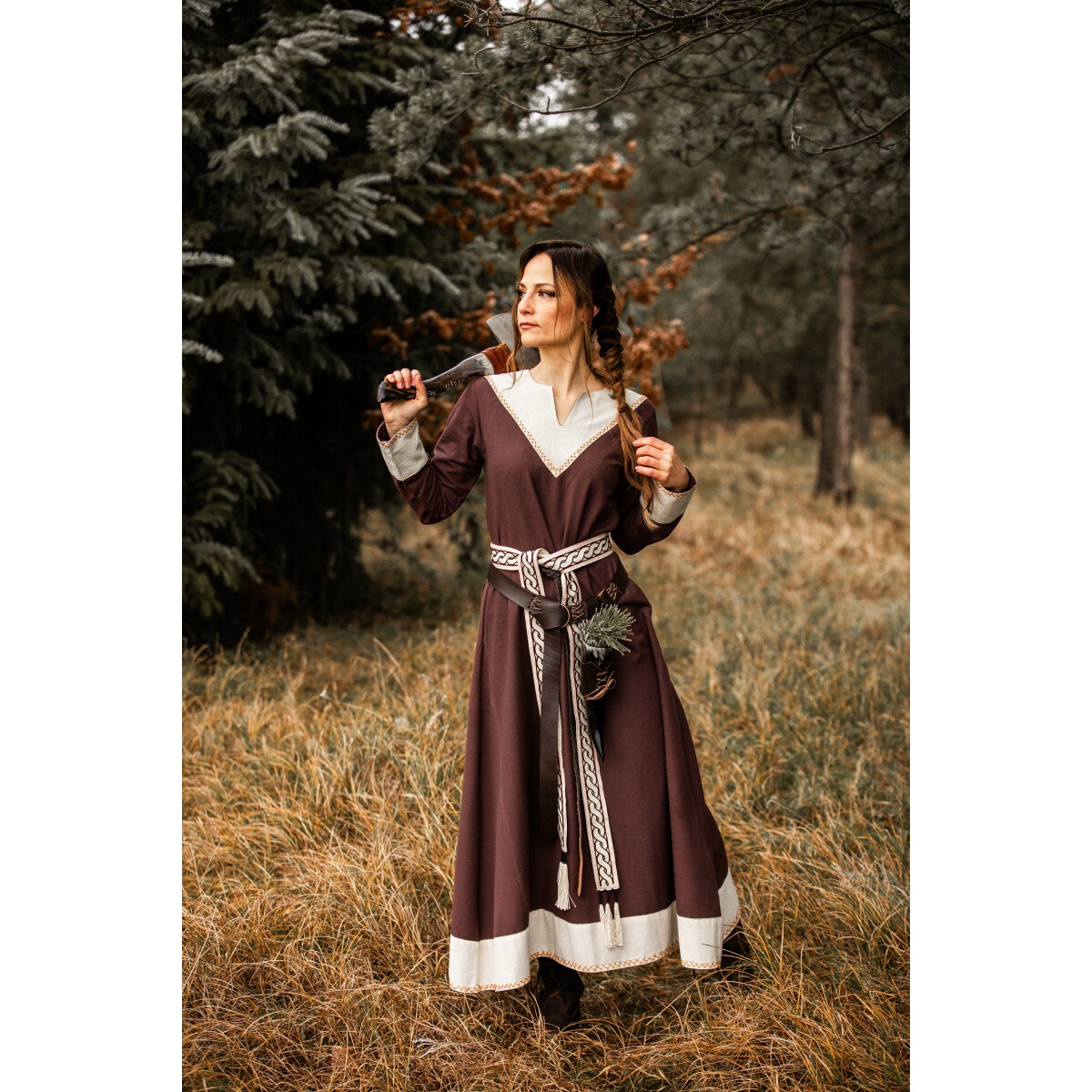 Medieval Dress Jorunn brown-beige