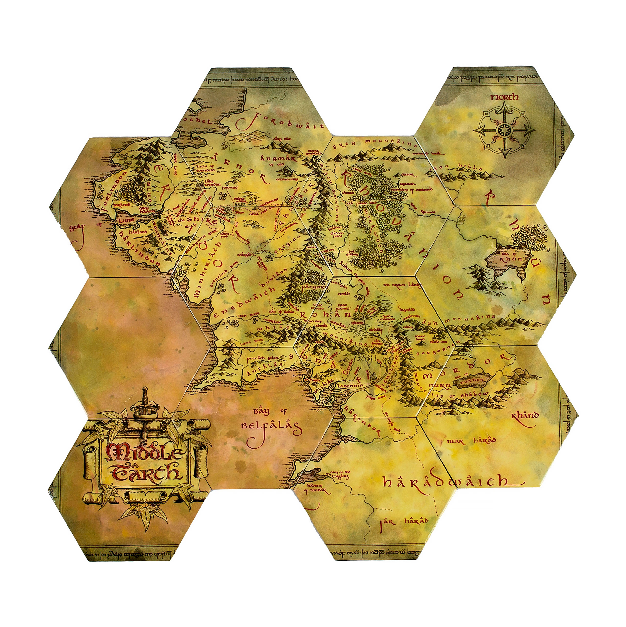 Il Signore degli Anelli - Sottobicchieri Mappa della Terra di Mezzo Set da 12