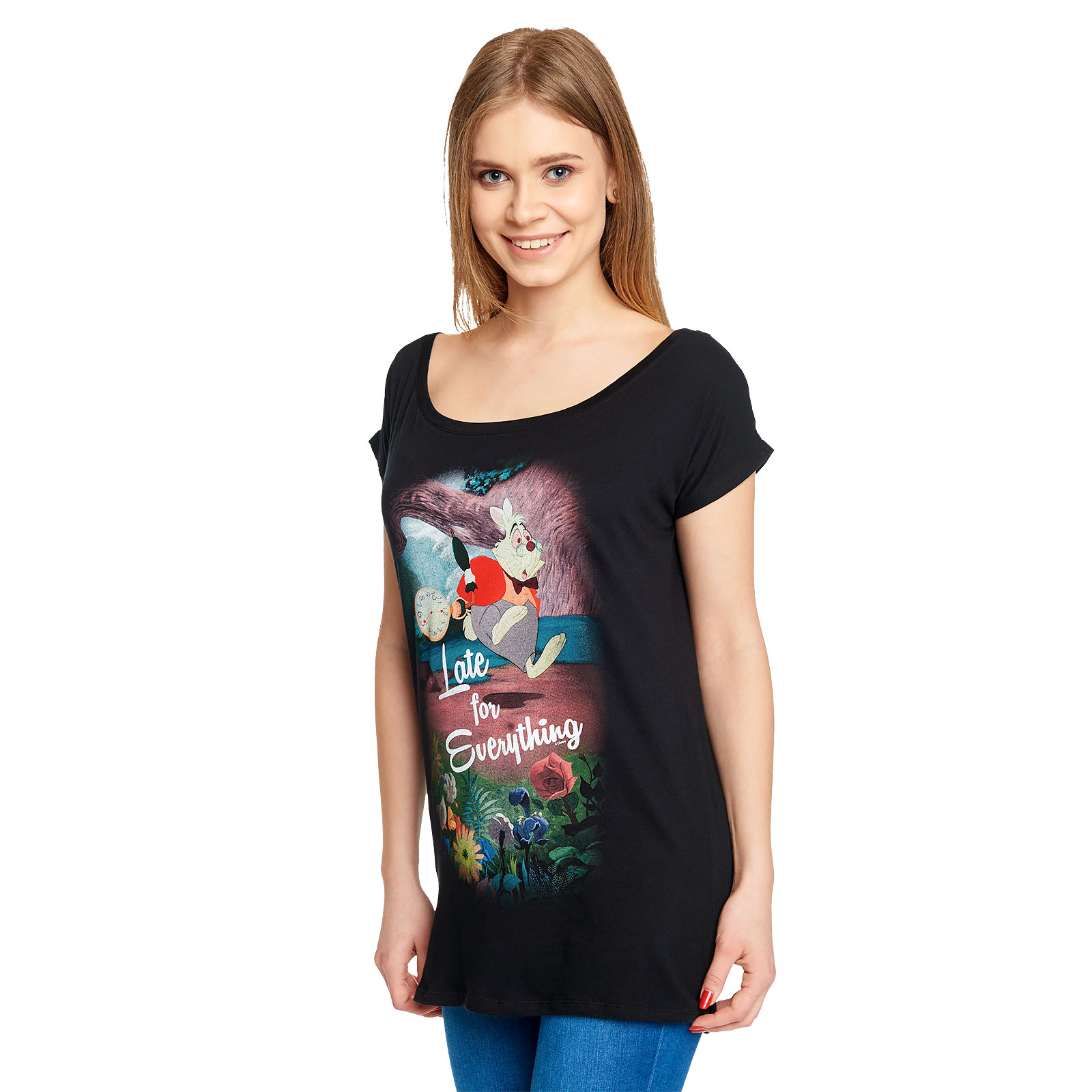 Alice in Wonderland - Late T-Shirt Dames Loose Fit Zwart