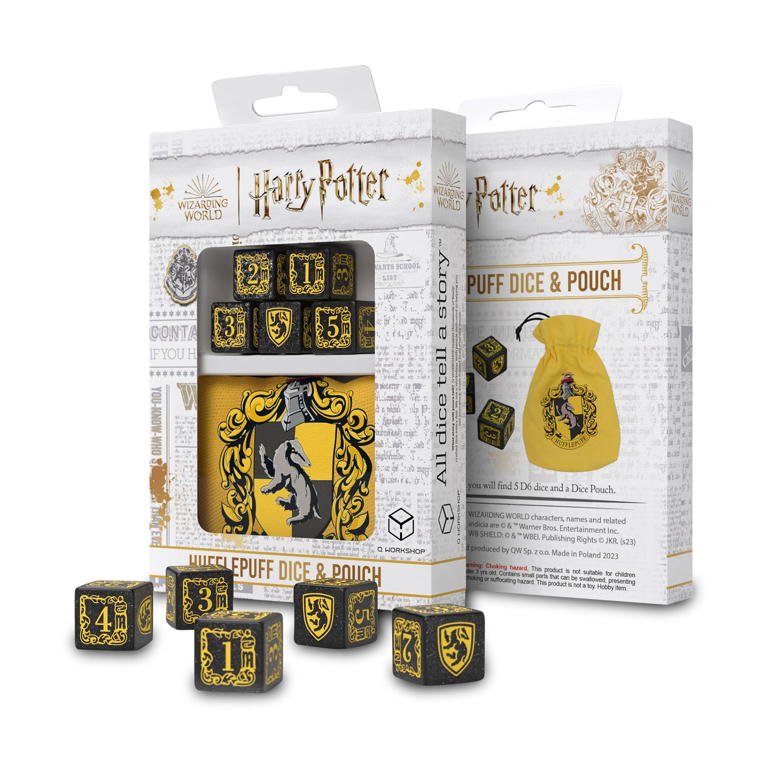 Harry Potter - Hufflepuff RPG Dice Set 5pcs with Dice Bag Yellow