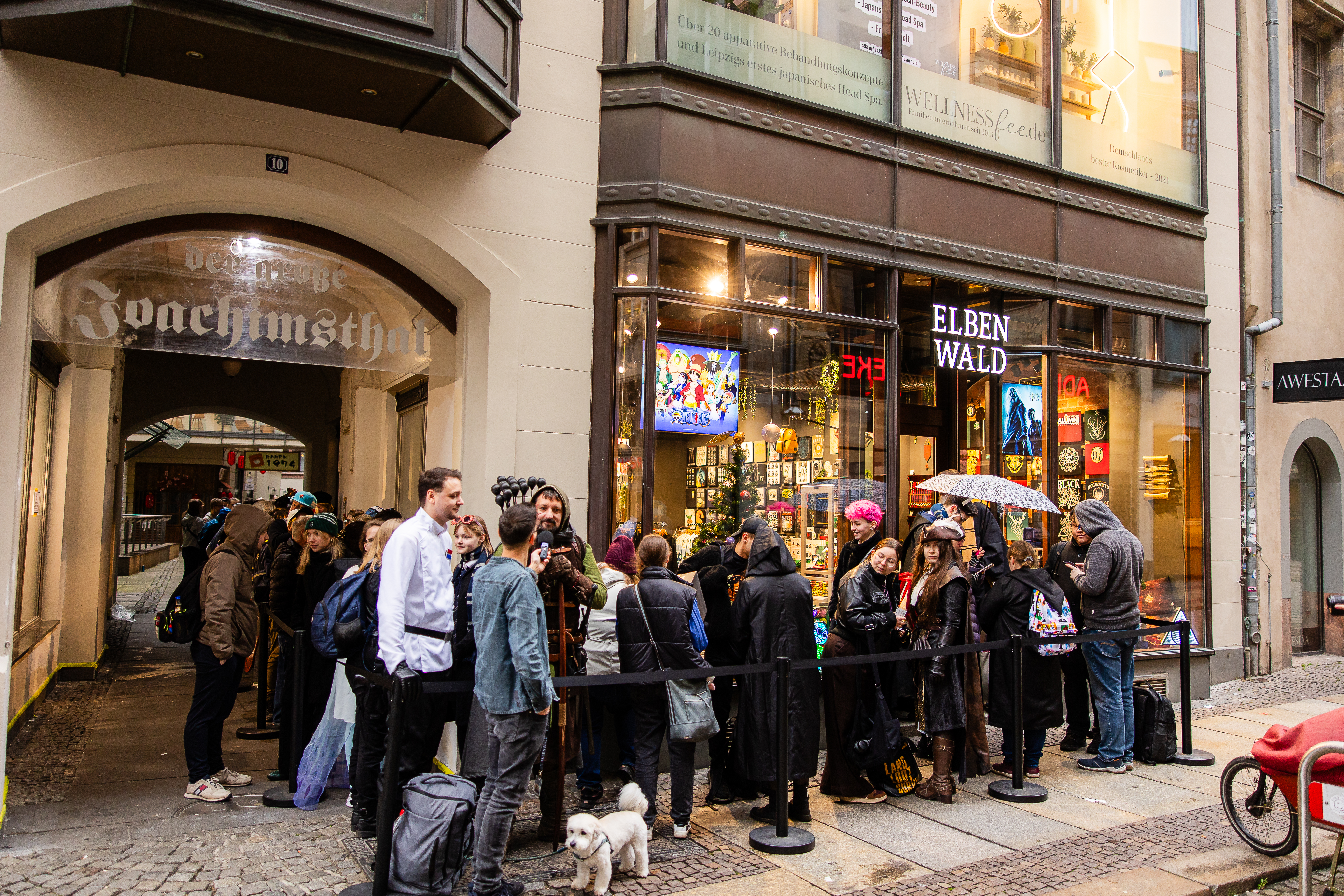 Fan aspettano pazientemente sotto la pioggia davanti a Elbenwald.