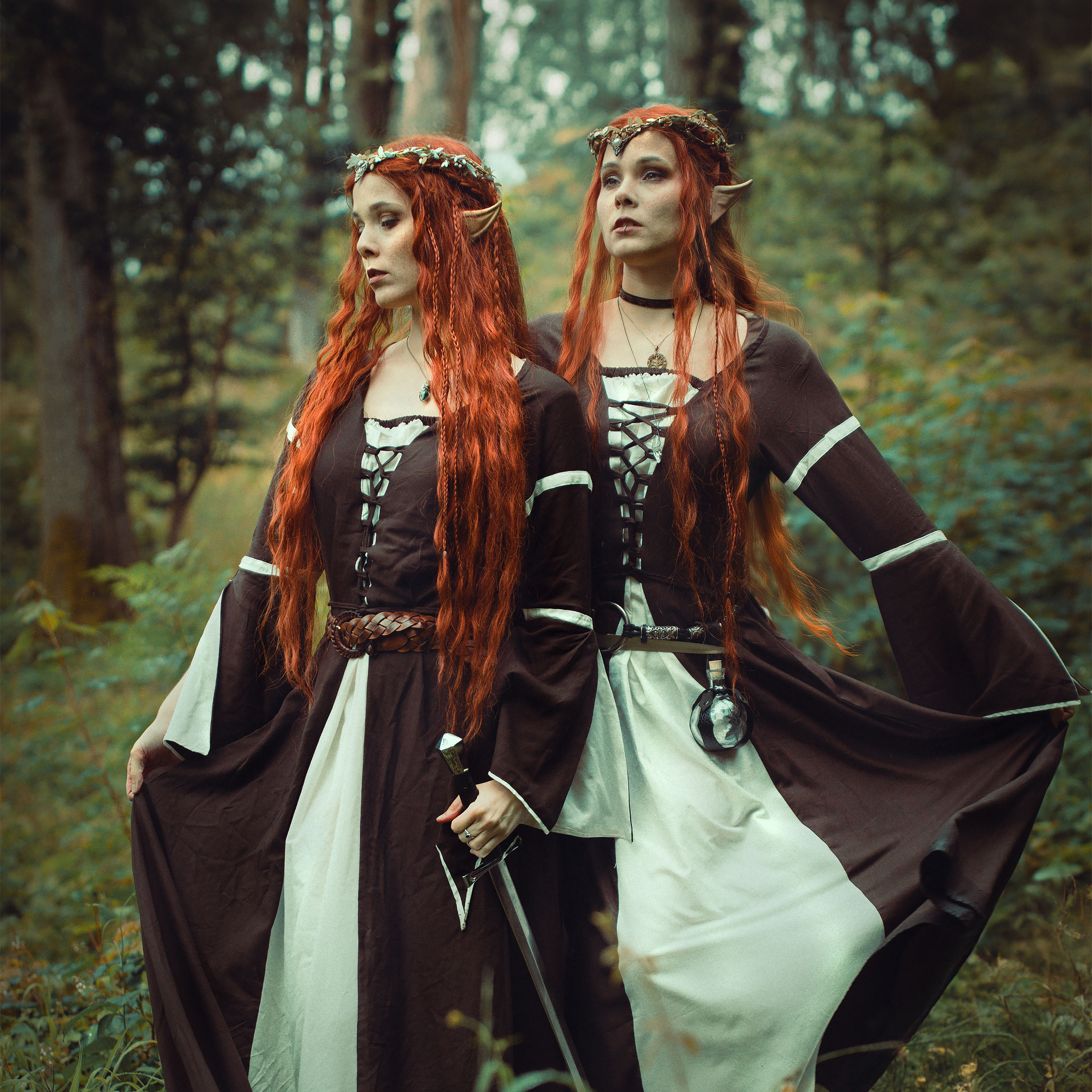 Mittelalter Kleid Katherina braun-natur