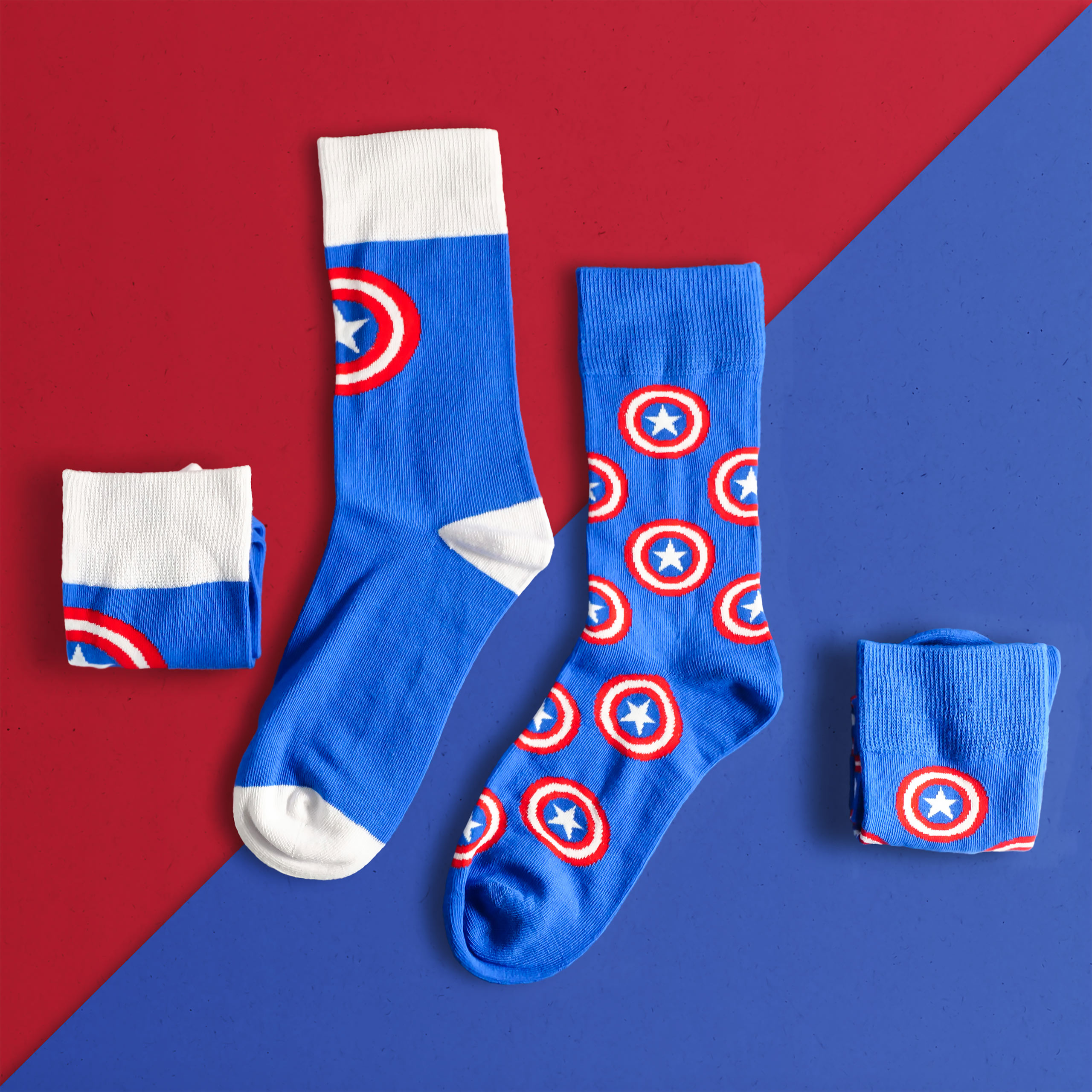 Captain America - Ensemble de 2 paires de chaussettes Logo Shield bleu