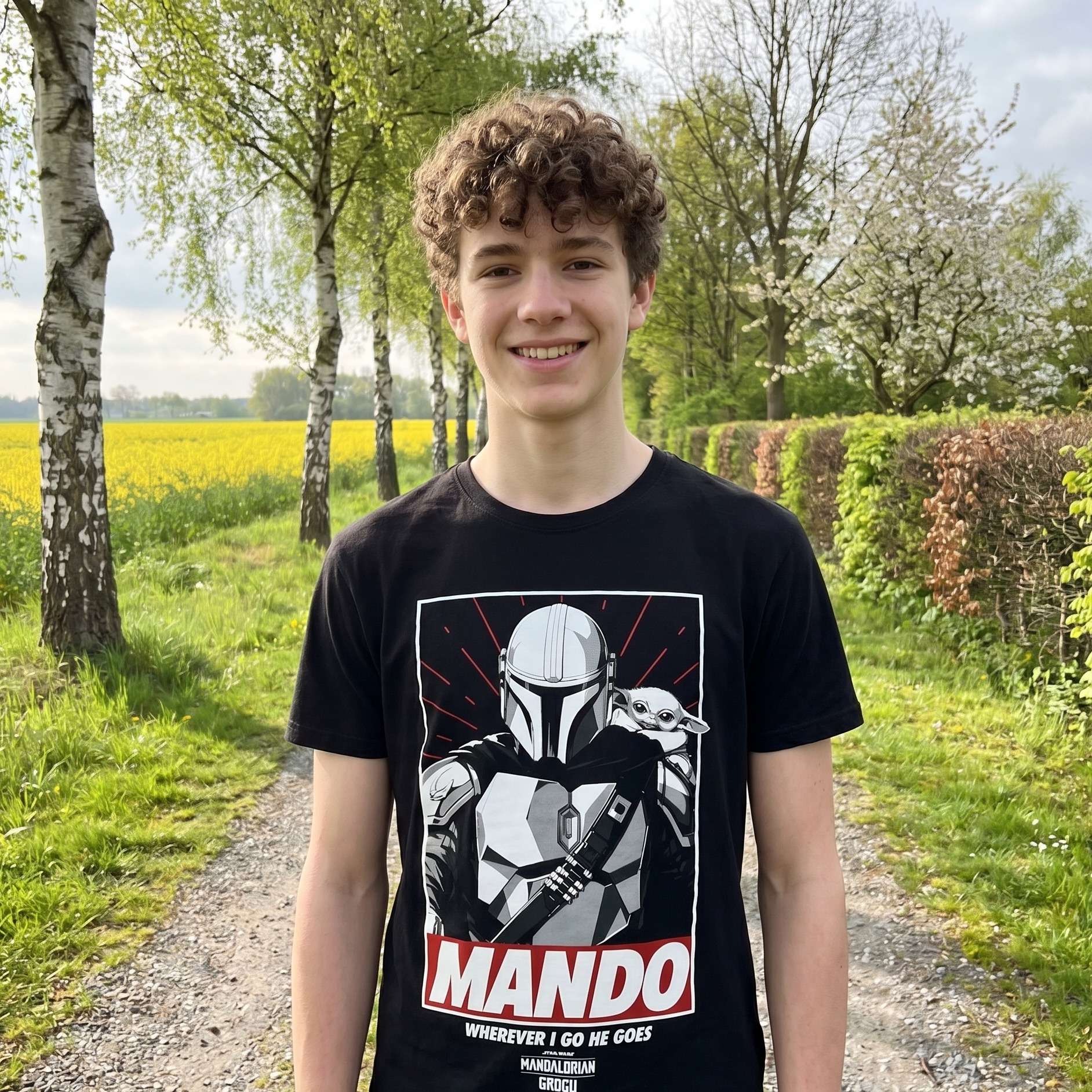 Mando Wherever I Go He Goes T-Shirt Black - Star Wars The Mandalorian