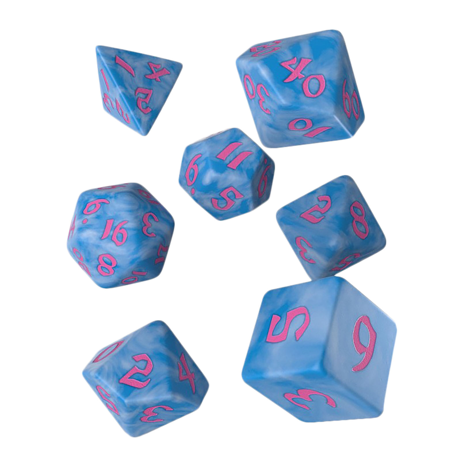 Klassieke RPG Dobbelsteen Set 7-delig blauw-roze