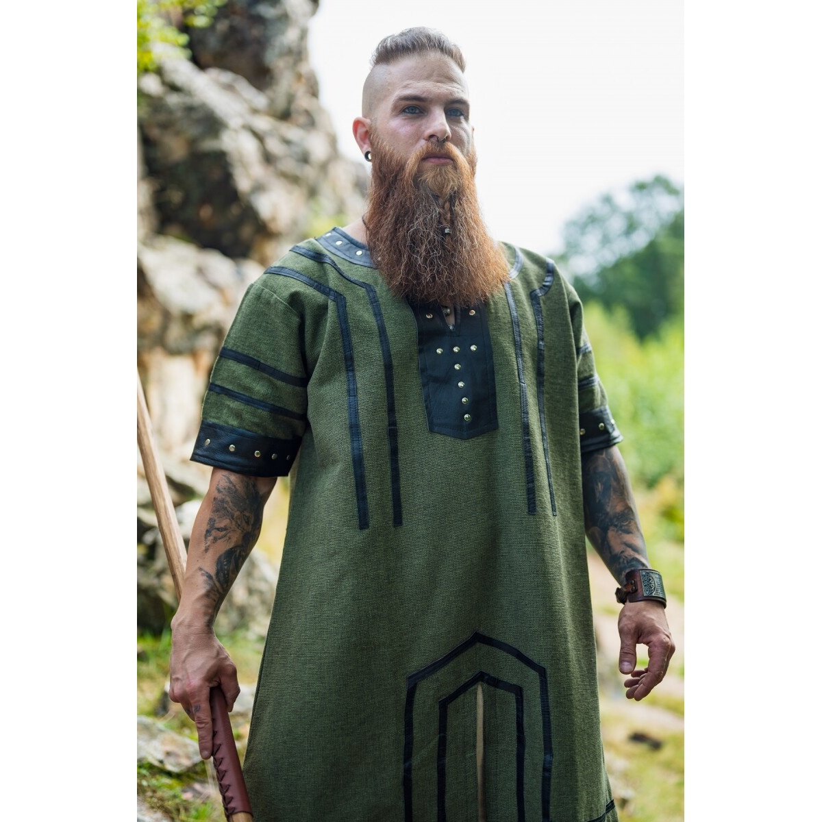 Mittelalter Wikinger Tunika Rollo Kurzarm grün