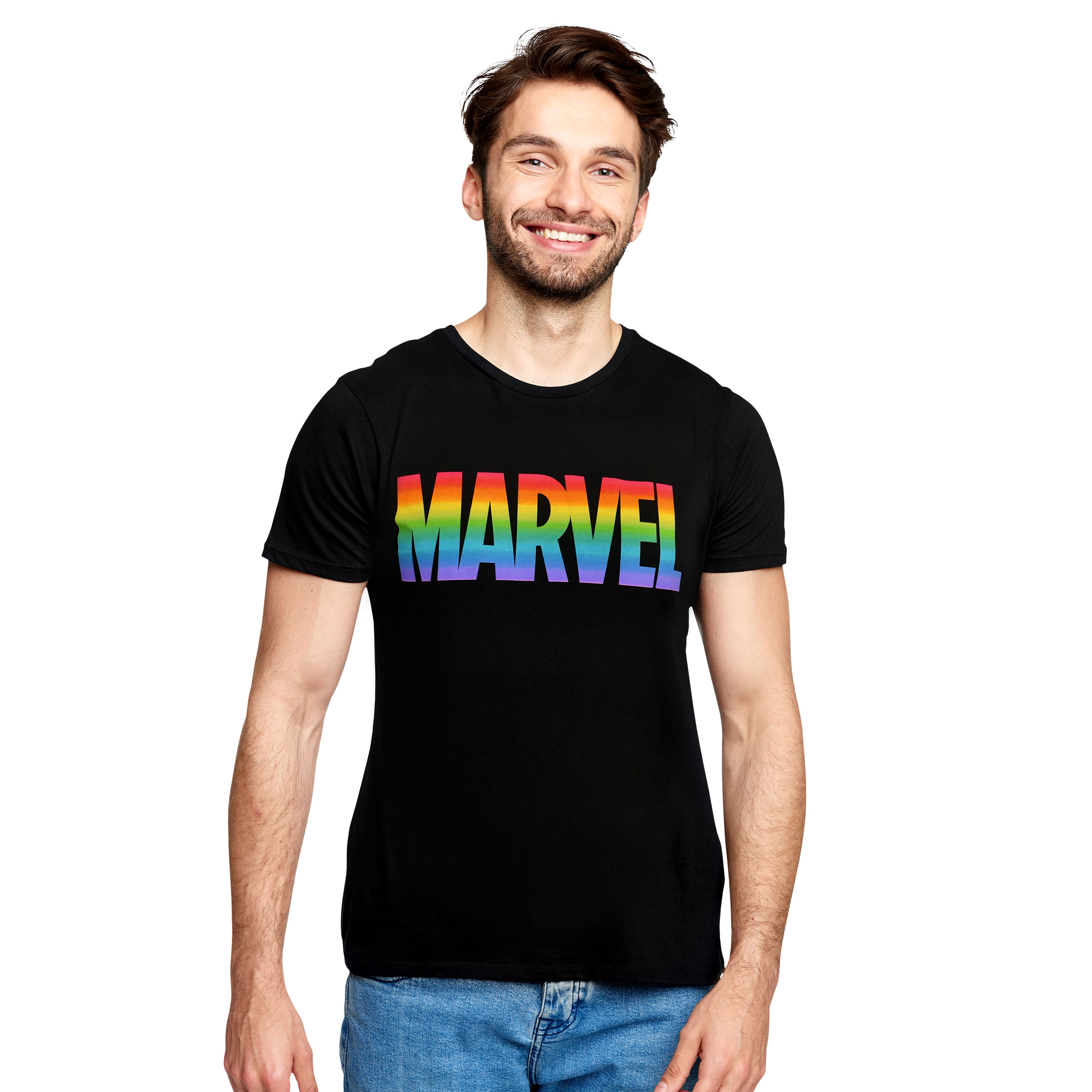 Marvel - T-Shirt Logo Pride Arc-en-ciel noir