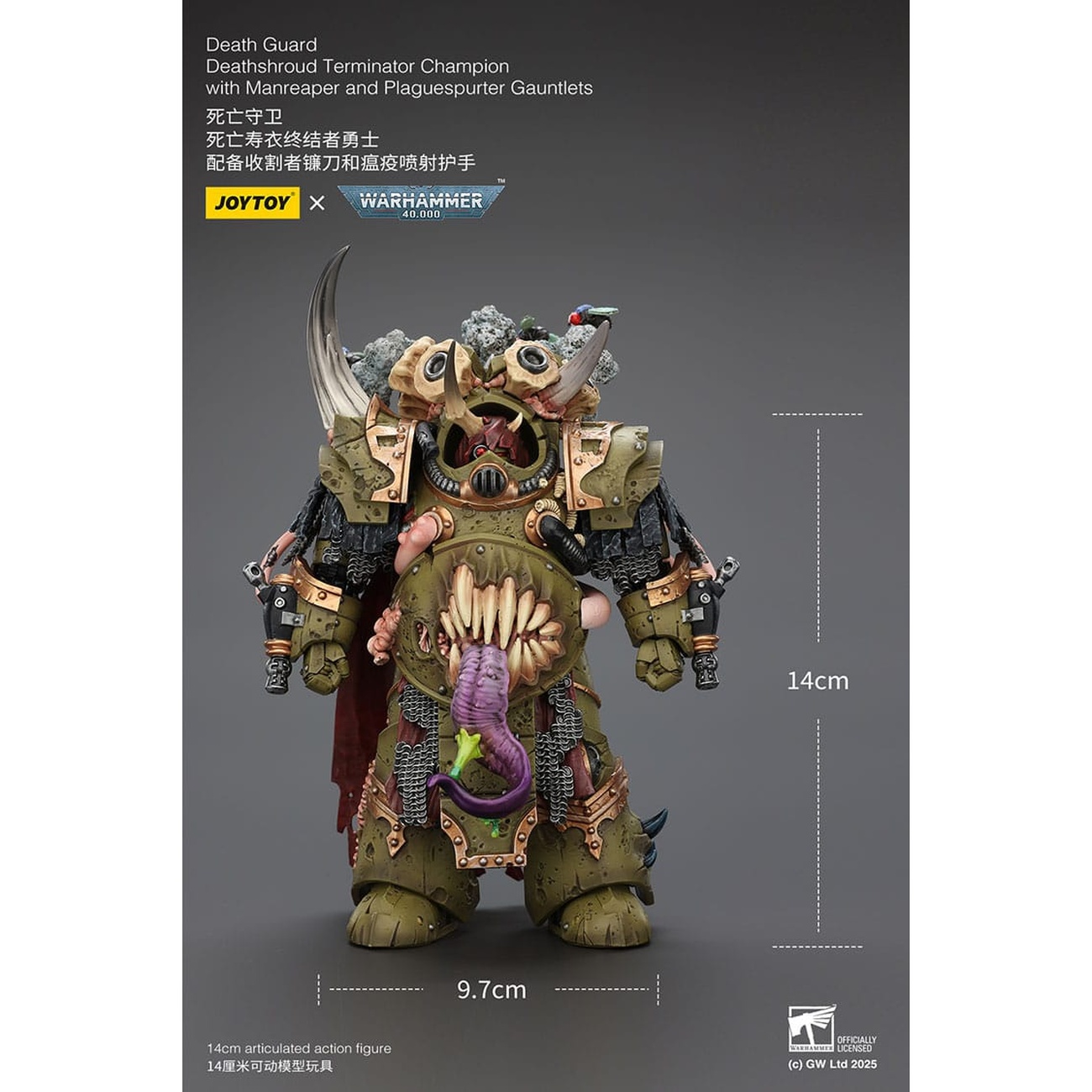 Warhammer 40k Actionfigur 1/18 Death Guard Deathshroud Terminator Championwith Manreaper and Plaguespurter Gauntlets 14