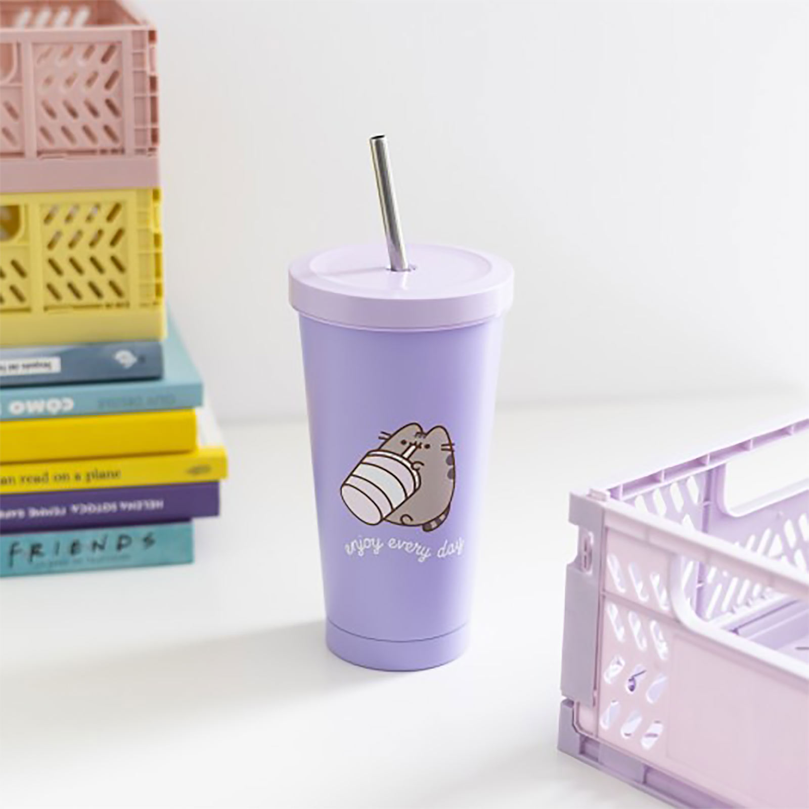 Pusheen - Enjoy Every Day drinking cup with straw