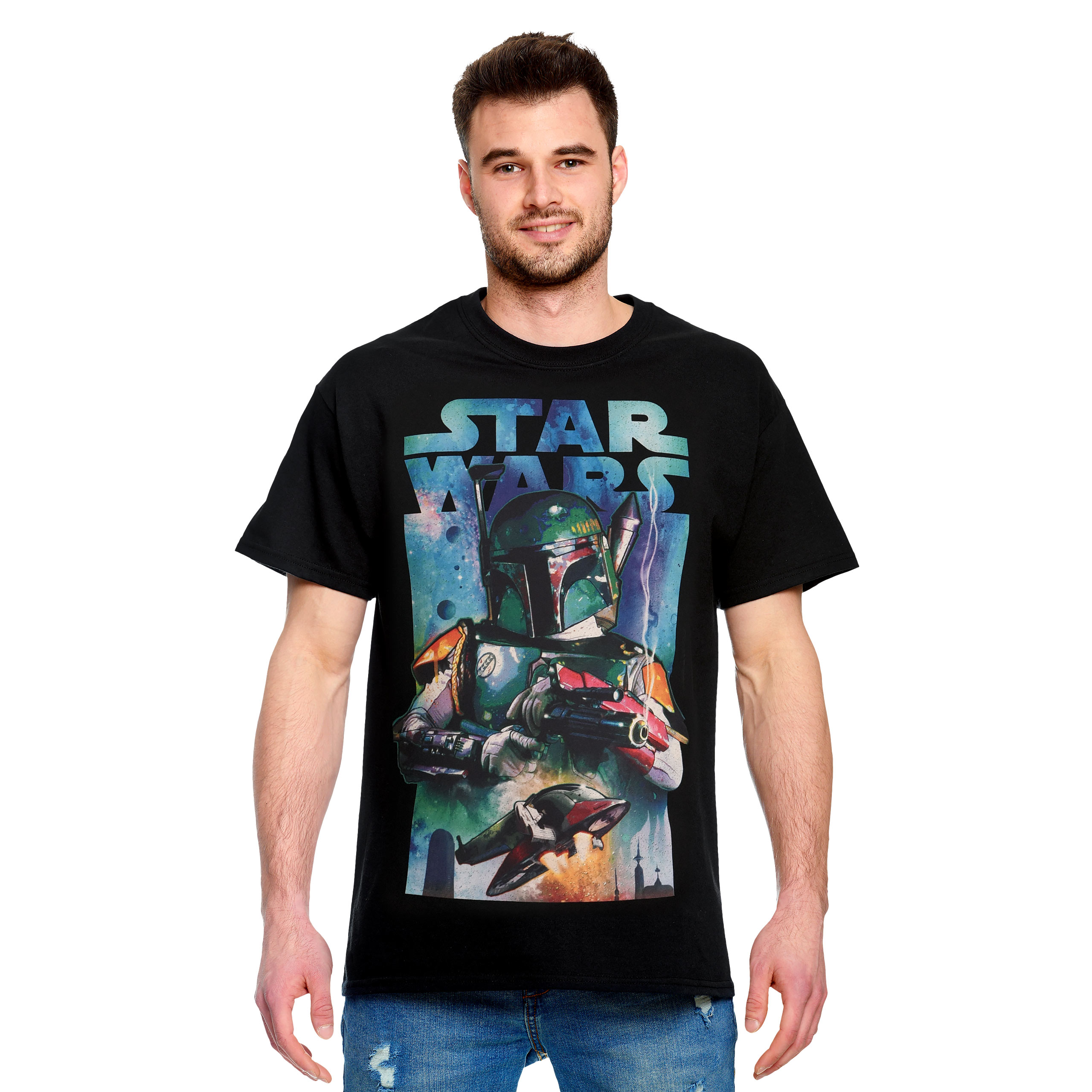 Star Wars - Boba Fett mit Slave I T-Shirt schwarz