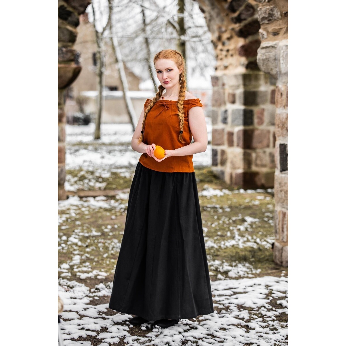 Średniowieczna letnia bluzka Adele bez rękawów czerwona