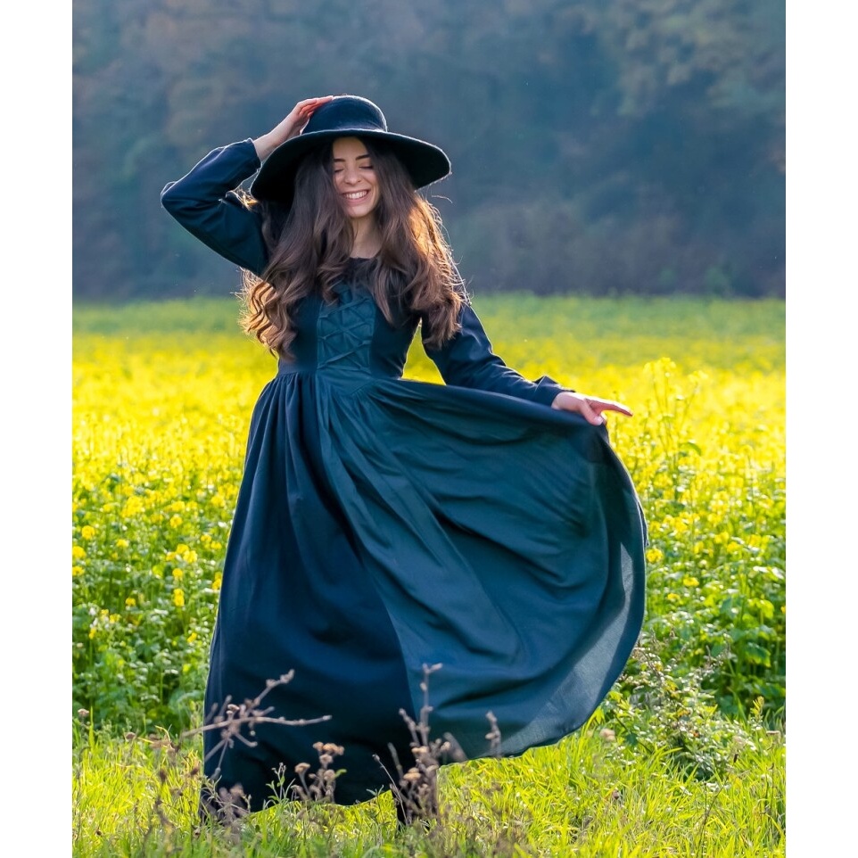 Vestido medieval Medusa negro-azul