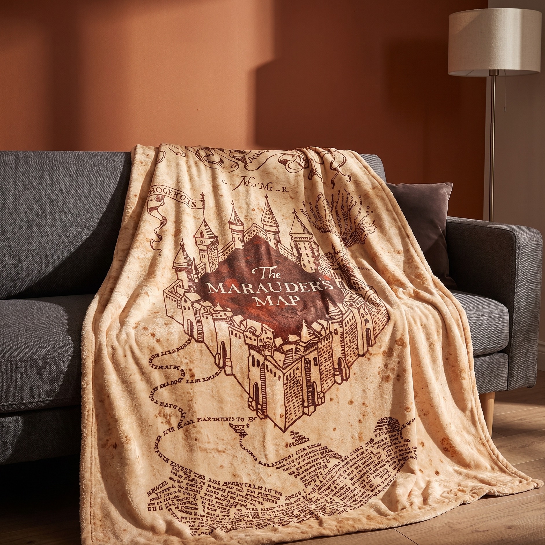 Harry Potter - Carte du Maraudeur Couverture Moelleuse avec Fourrure Teddy