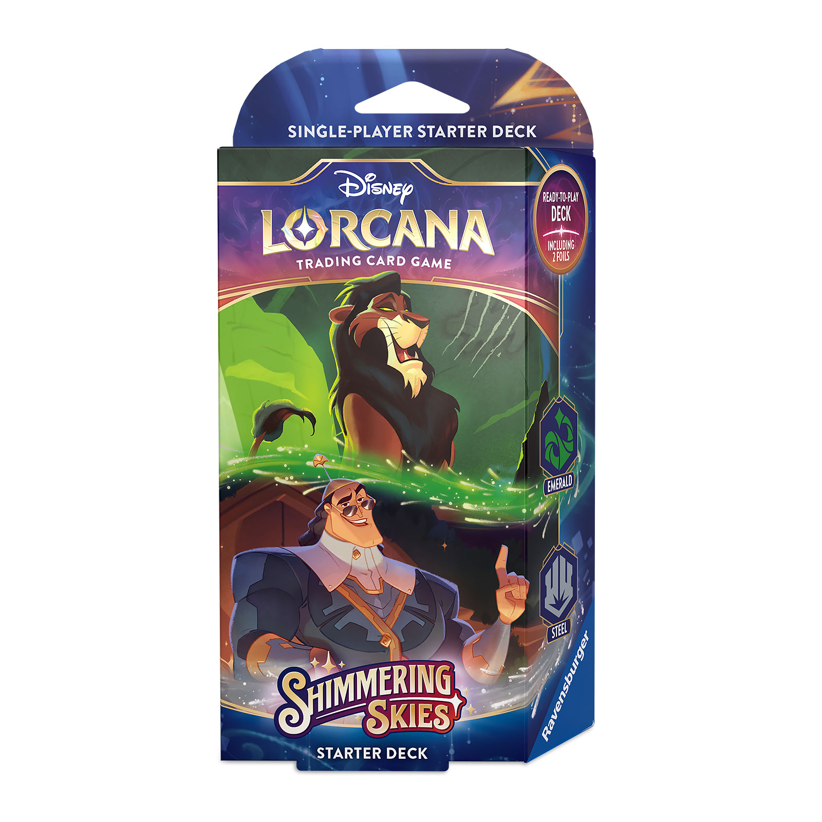 Disney Lorcana Émeraude et Acier Kit de Démarrage - Jeu de Cartes à Collectionner Shimmering Skies