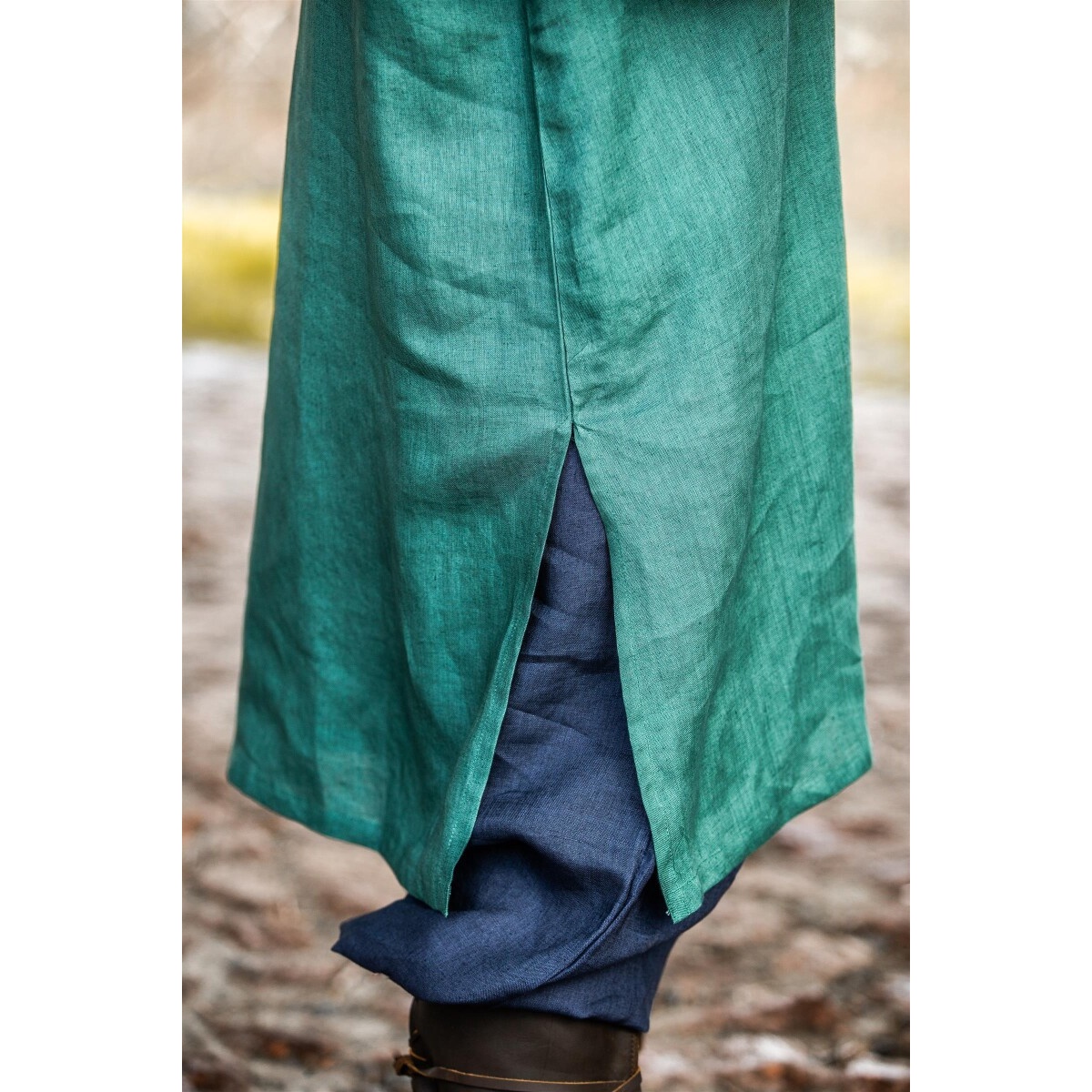 Túnica medieval de lino Halvar verde