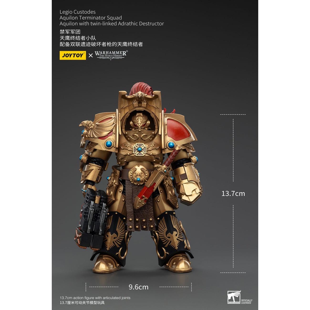 Warhammer The Horus Heresy Figurine articulée 1/18 Legio Custodes Aquilon Terminator Squad Aquilon avec Adrathic Destructor jumelé