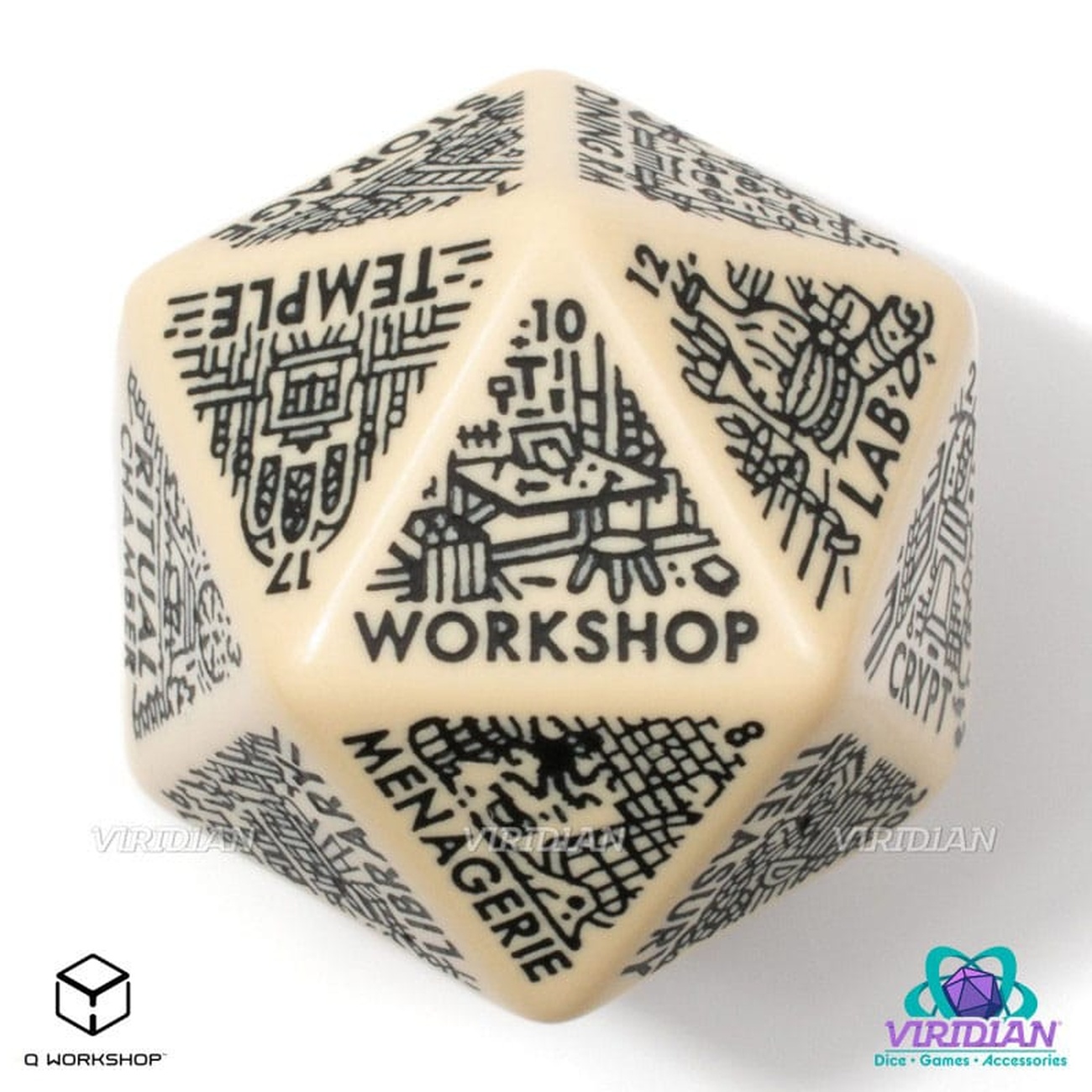 Dado Viridian Jumbo Dado Dungeon Room Generator D20 Beige