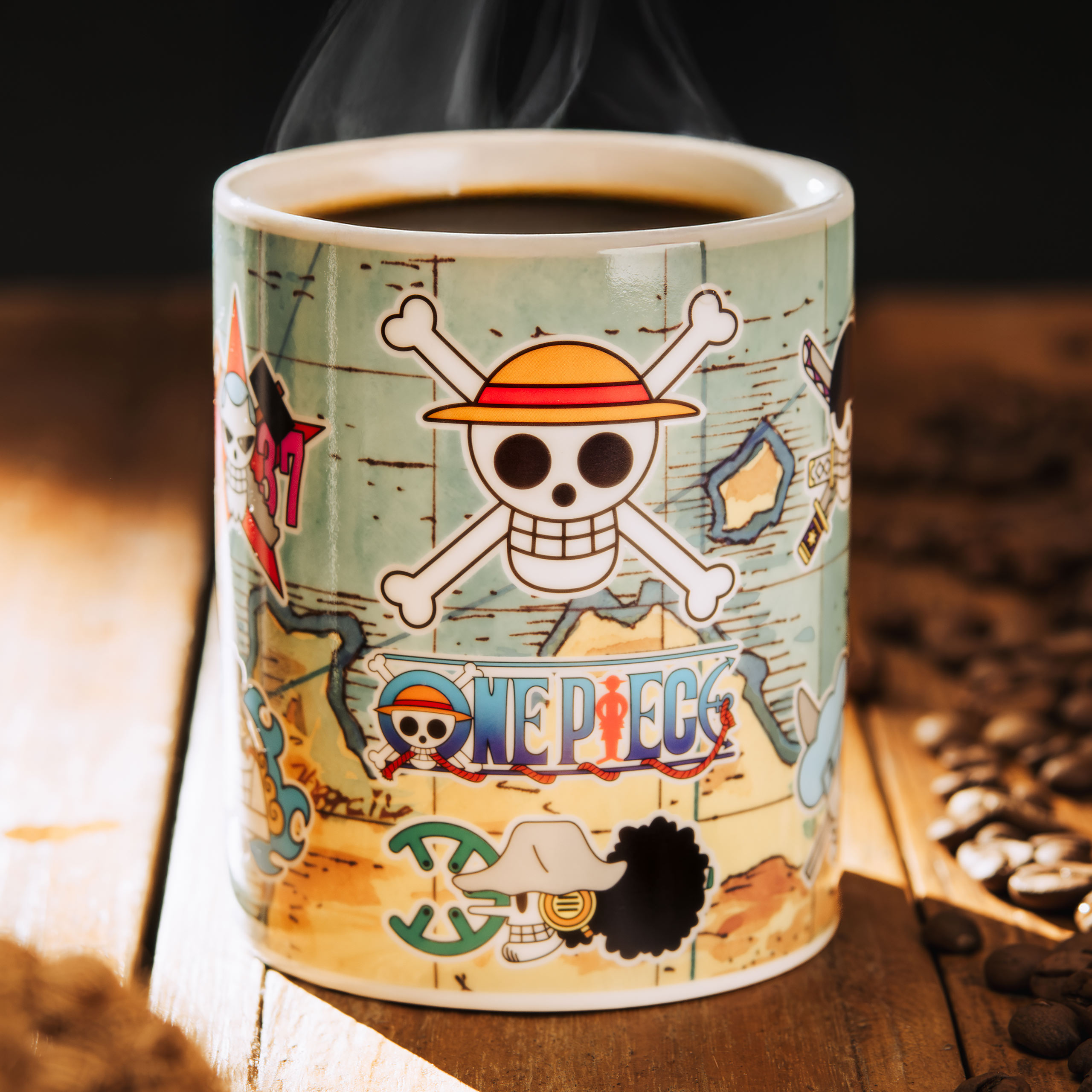 One Piece - South Blue Map Thermoeffekt Tasse