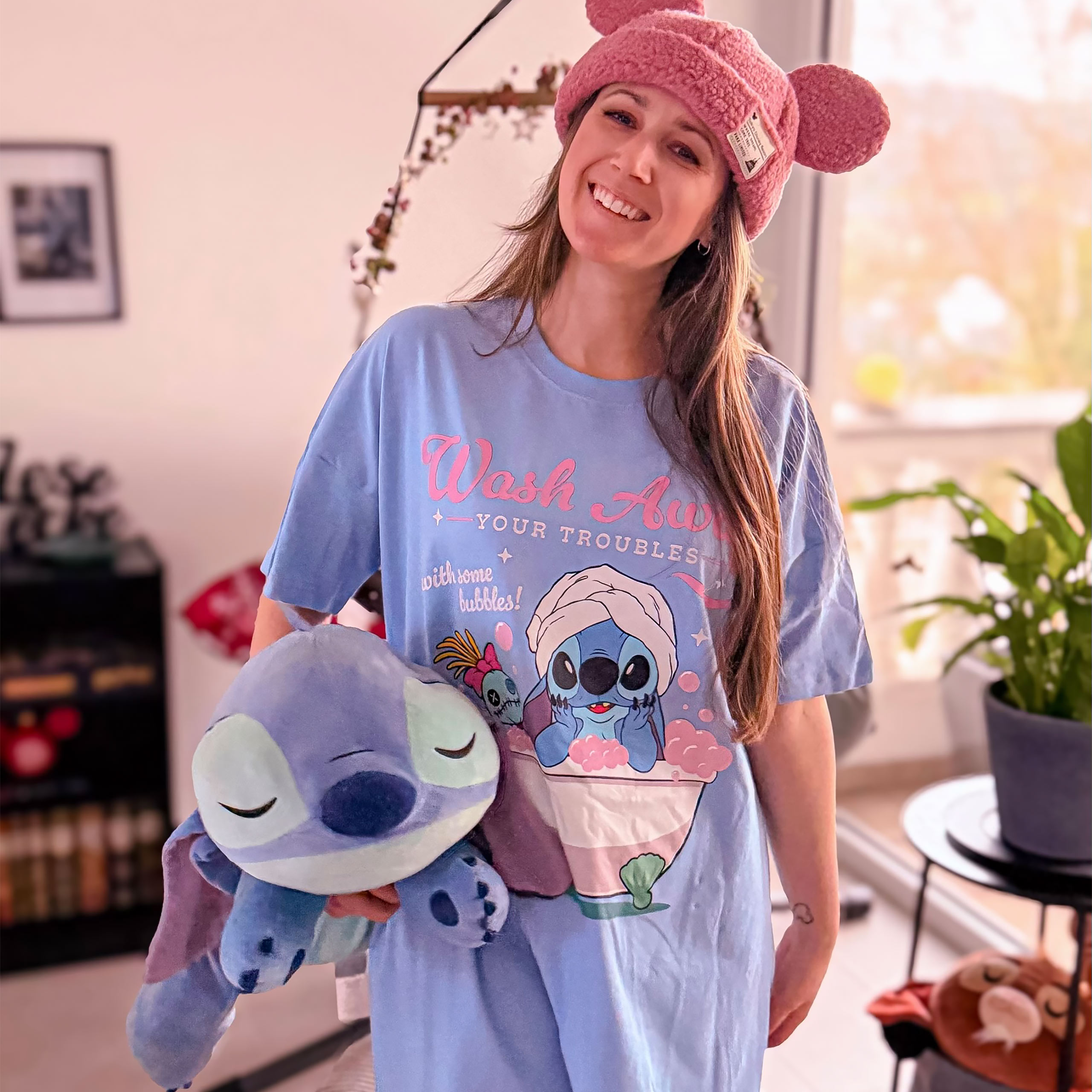 Stitch Wash Away lång T-shirt blå - Lilo & Stitch