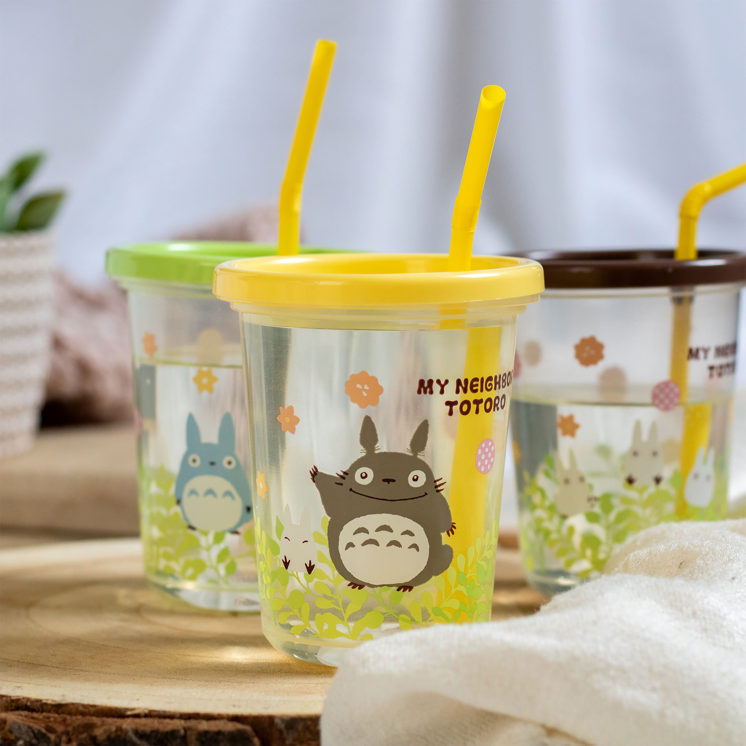Il Mio Vicino Totoro - Set di 3 Bicchieri con Cannuccia Totoro