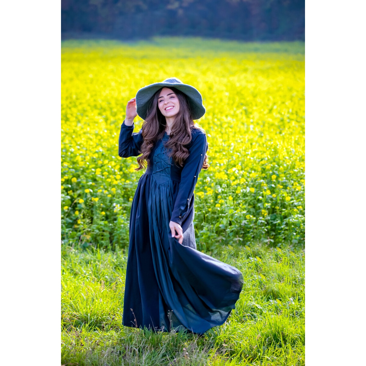 Middeleeuwse jurk Medusa zwart-blauw