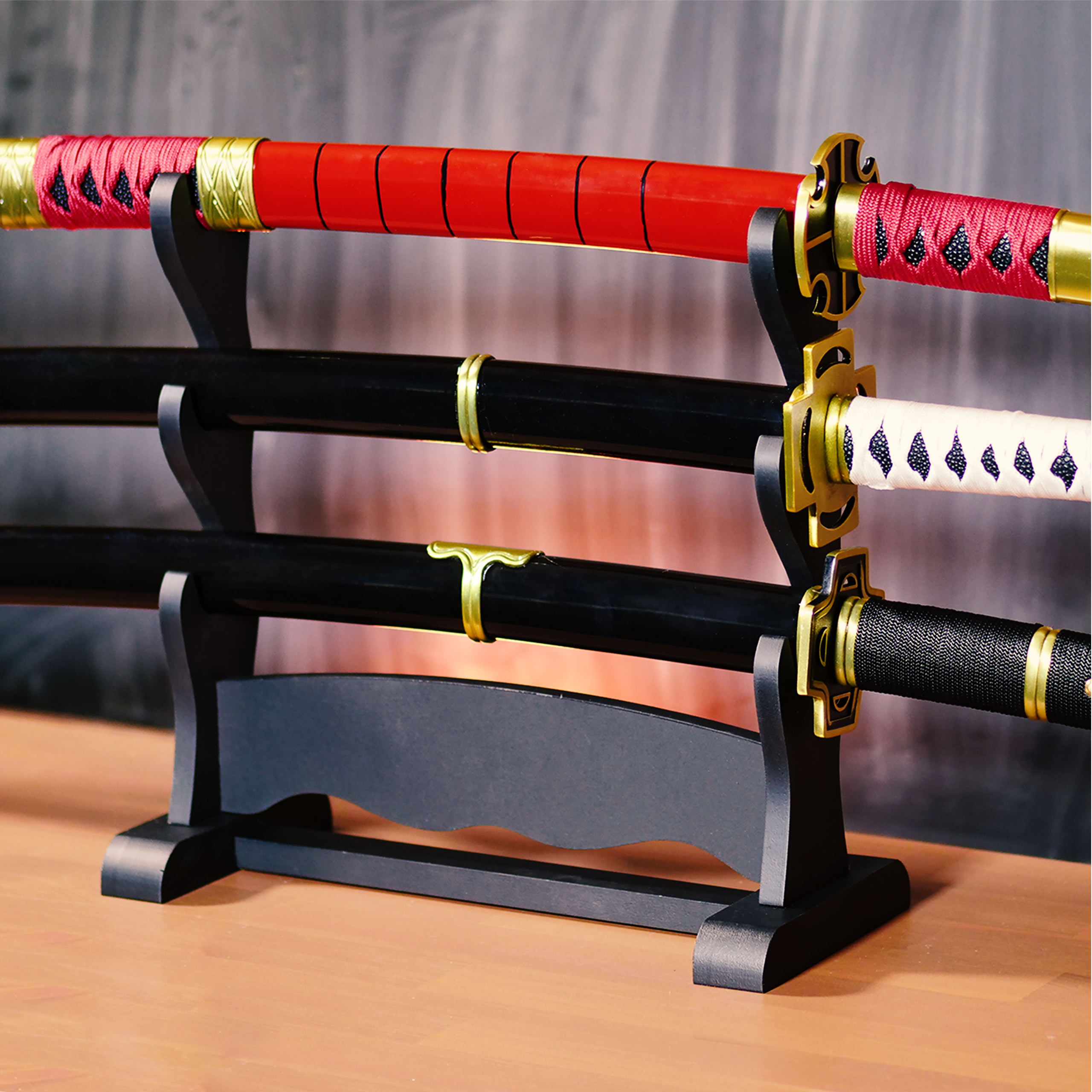 Katana Ständer für drei Schwerter Zubehör schwarz