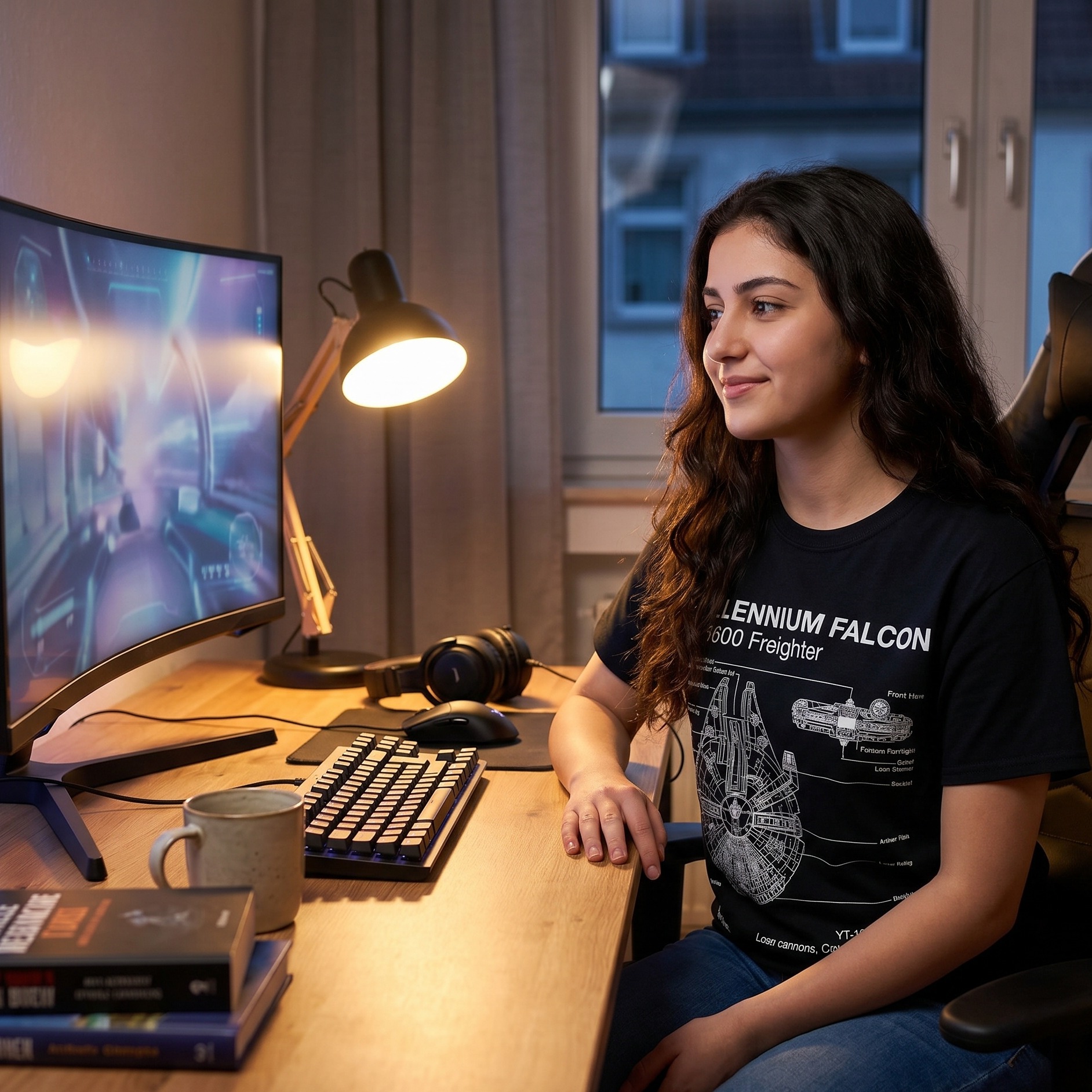 Star Wars - Camiseta negra con boceto del Halcón Milenario
