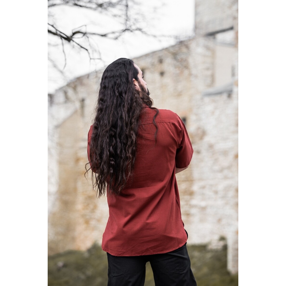 Camicia medievale Erik manica corta rossa