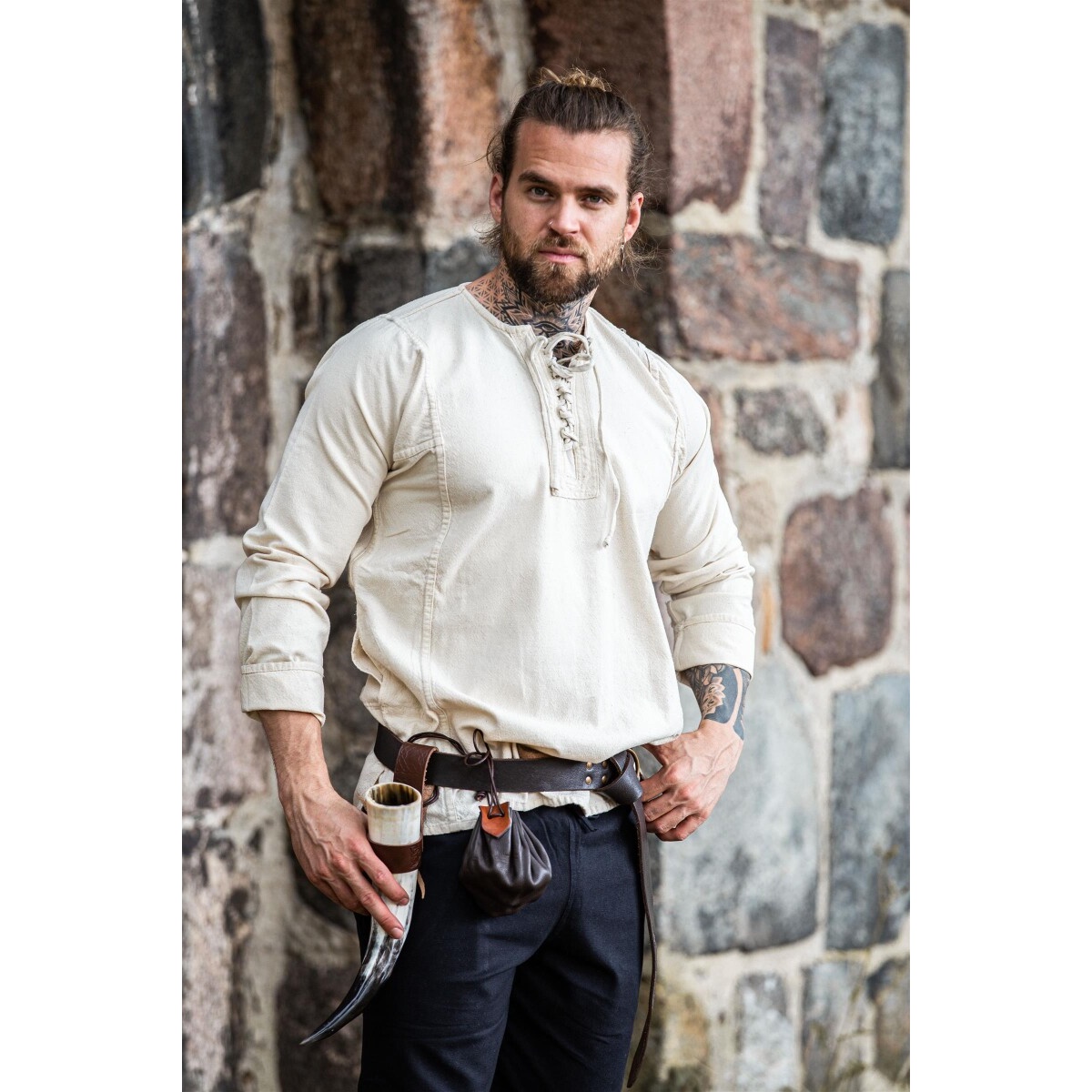 Średniowieczna koszula chłopska Felix, beżowa