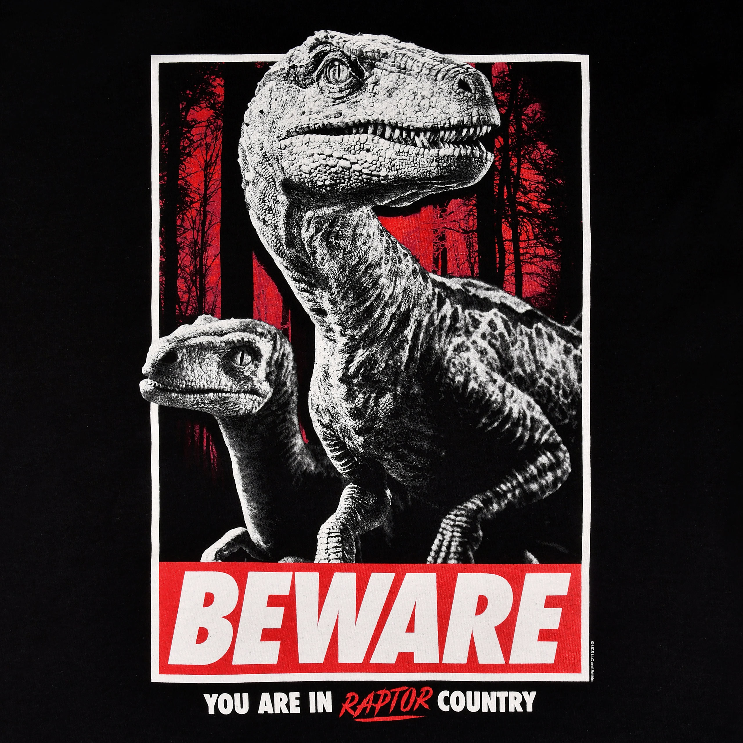 Jurassic Park - Beware Raptor Country T-Shirt schwarz