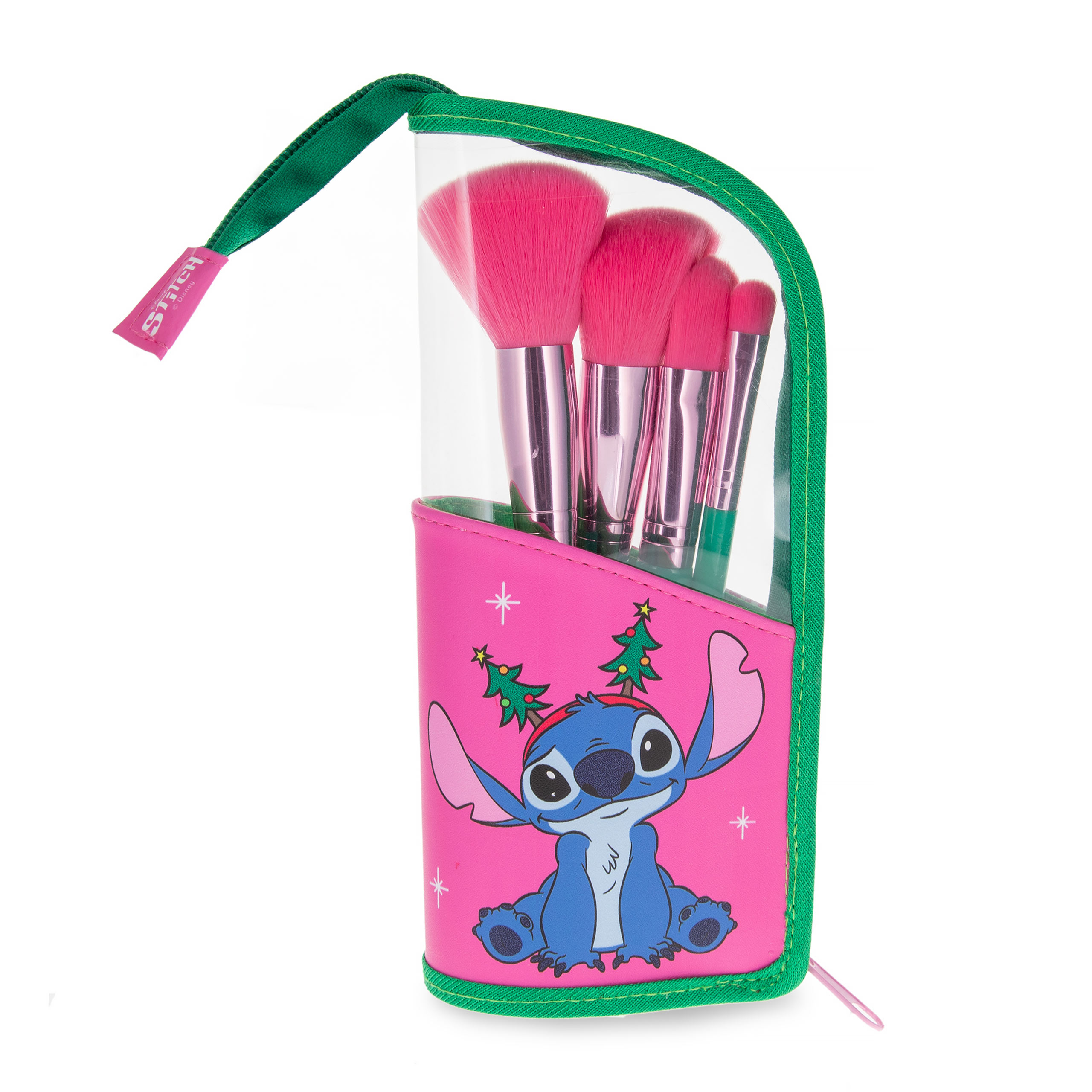 Set de pinceaux de maquillage Stitch-mas avec trousse de maquillage - Lilo & Stitch