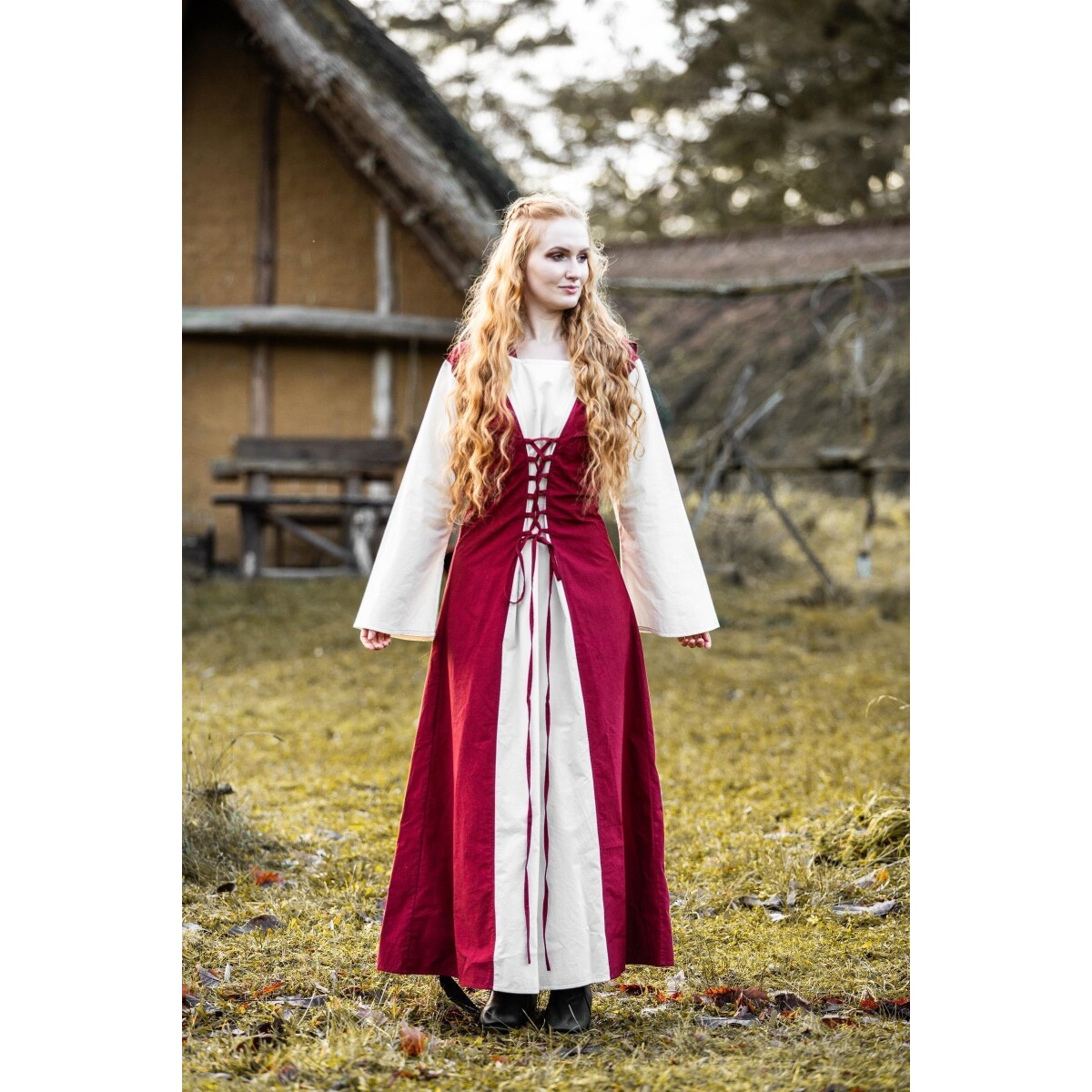 Medieval Dress Genefe red-beige