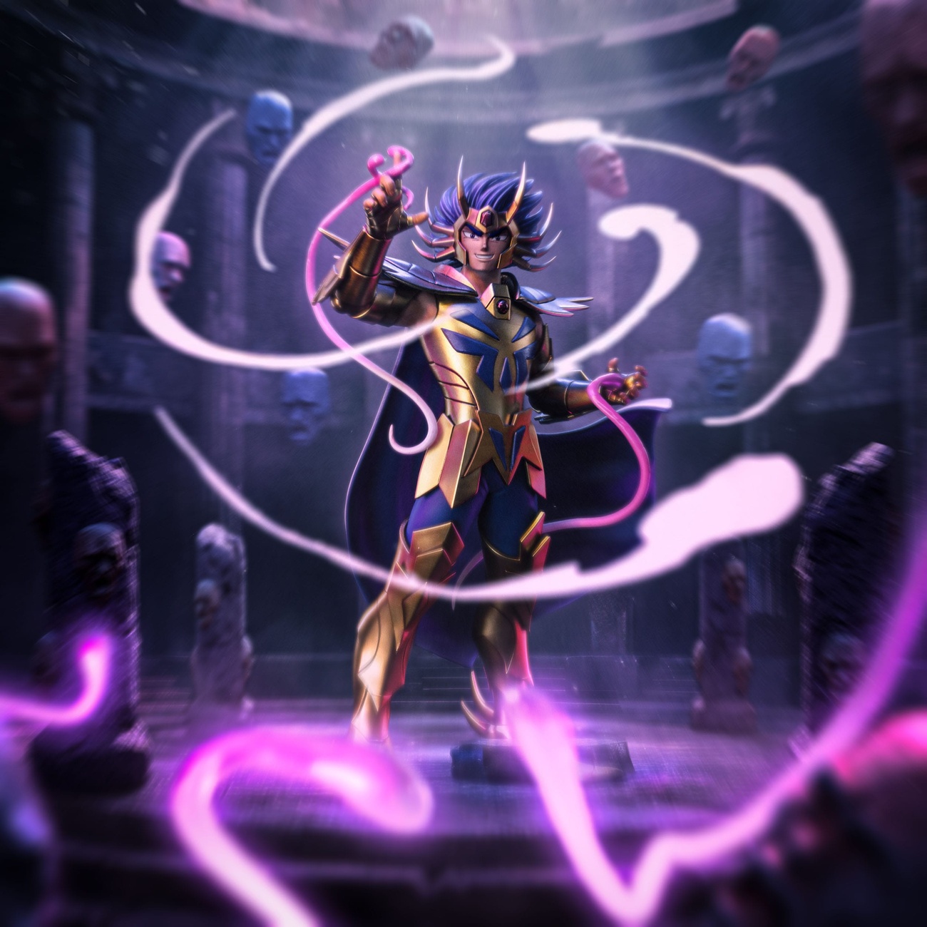 Saint Seiya Figurka Art Scale 1/10 Cancer Deathmask 23 cm