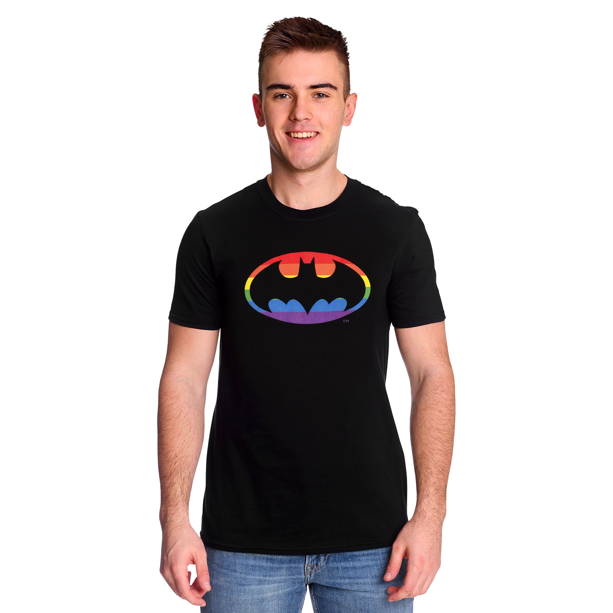 Batman - T-shirt logo Pride noir