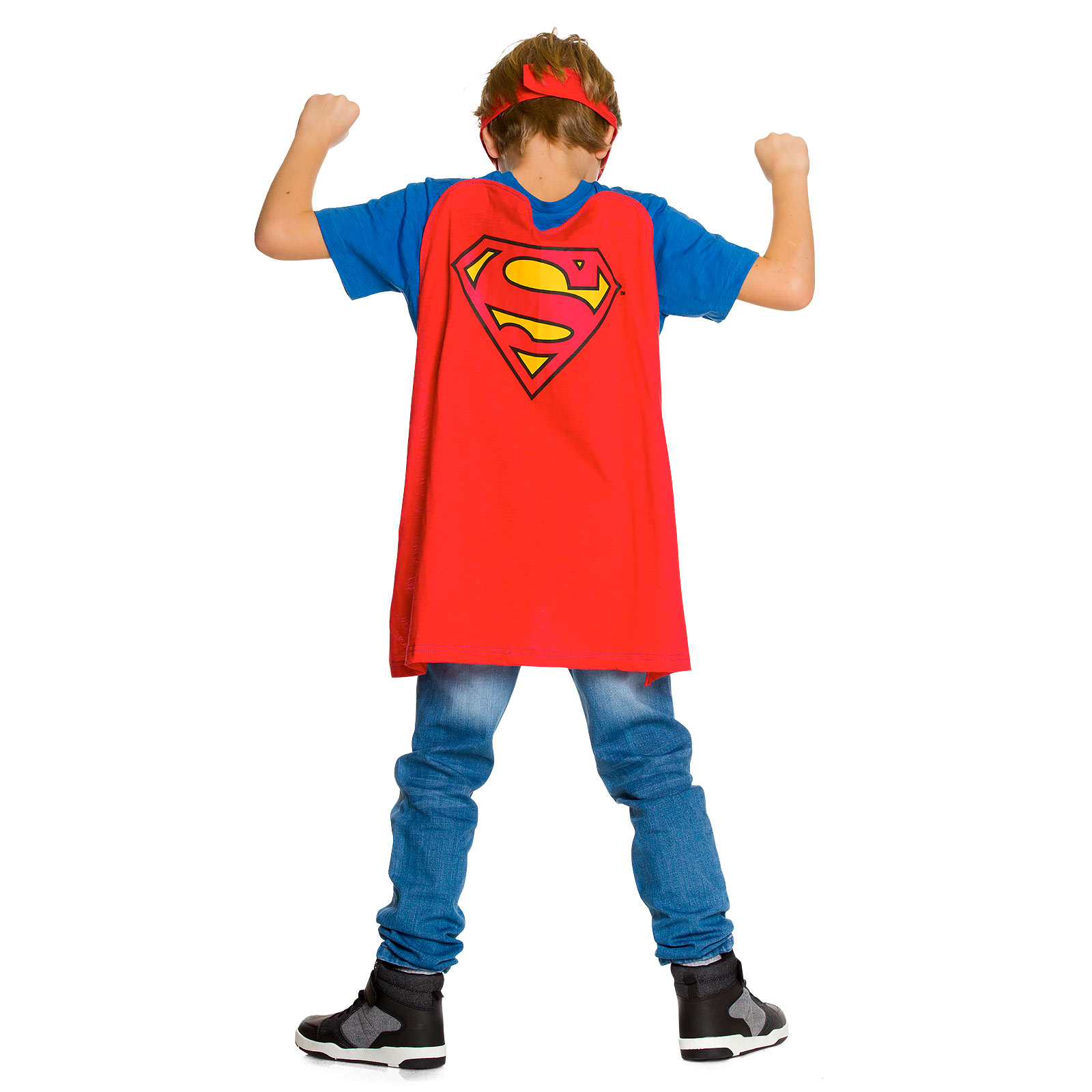 Superman - T-shirt pour enfants avec cape et masque pour les yeux