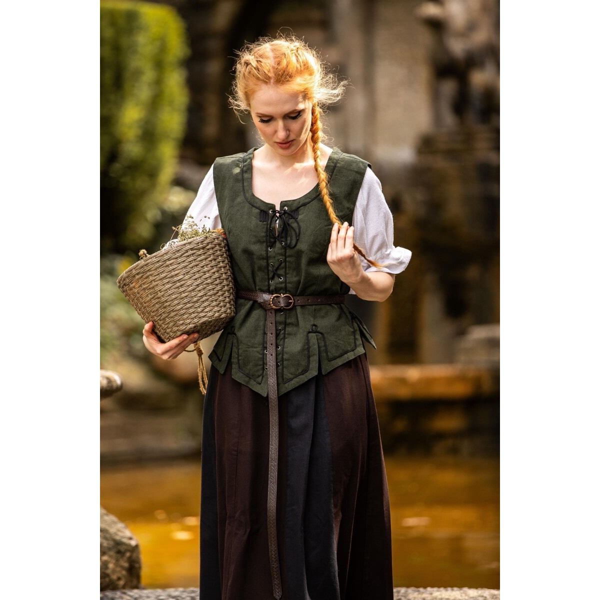 Średniowieczna kamizelka gorsetowa Selma zielona