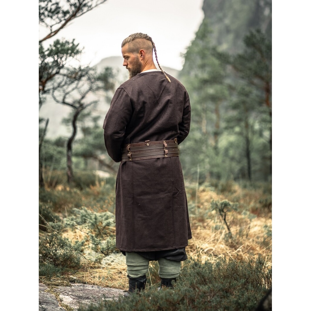 Tunica medievale incrociata in lana Balder marrone
