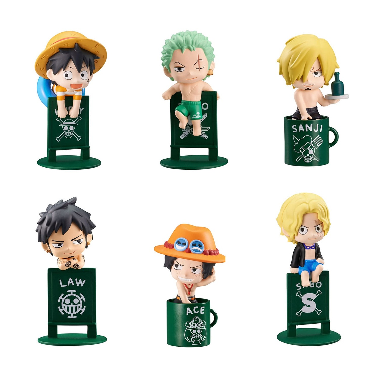 One Piece Ochatomo Series Figurines de collection Pirates Vacance 4 cm Assortiment (8)
