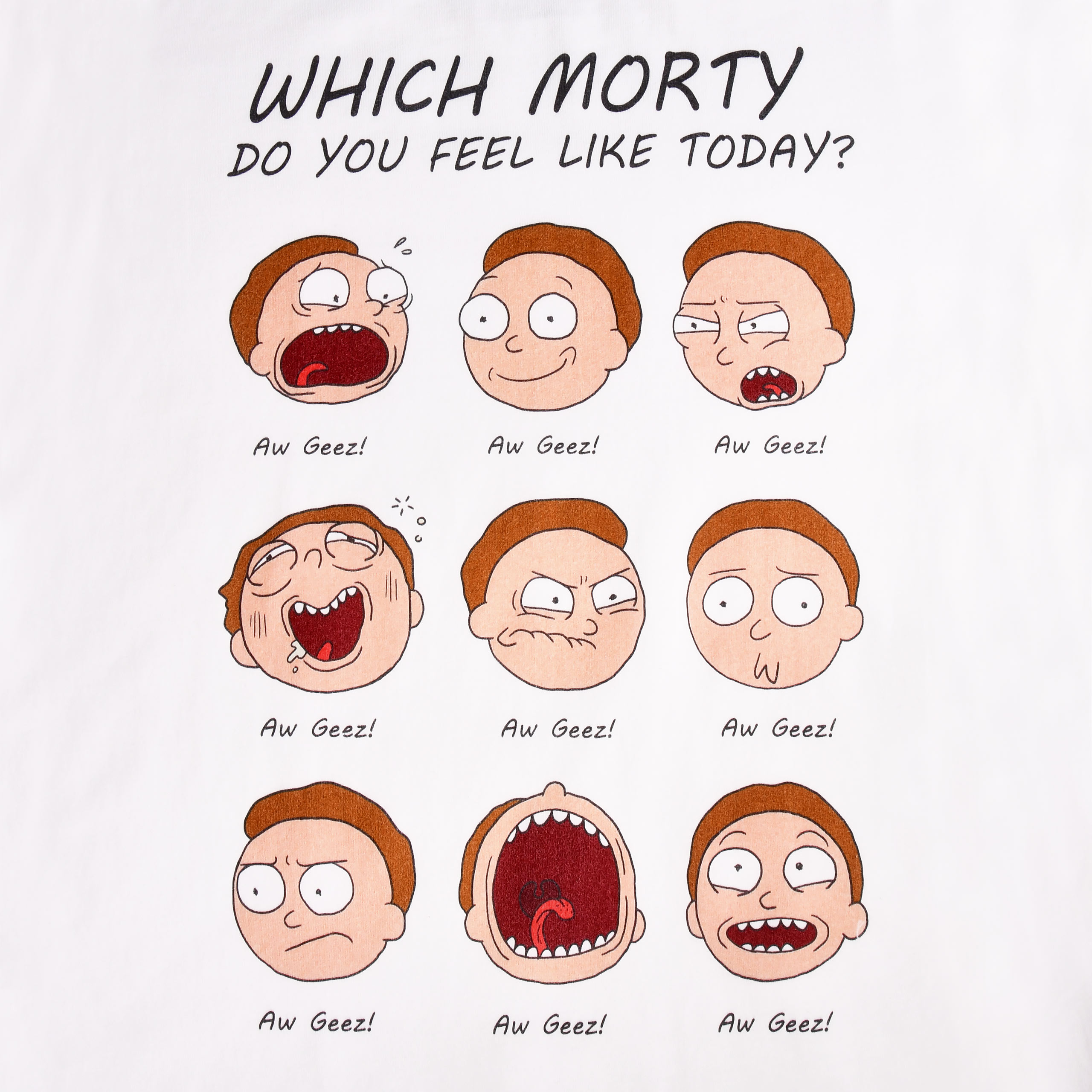 Rick en Morty - Emotie van Morty wit T-shirt