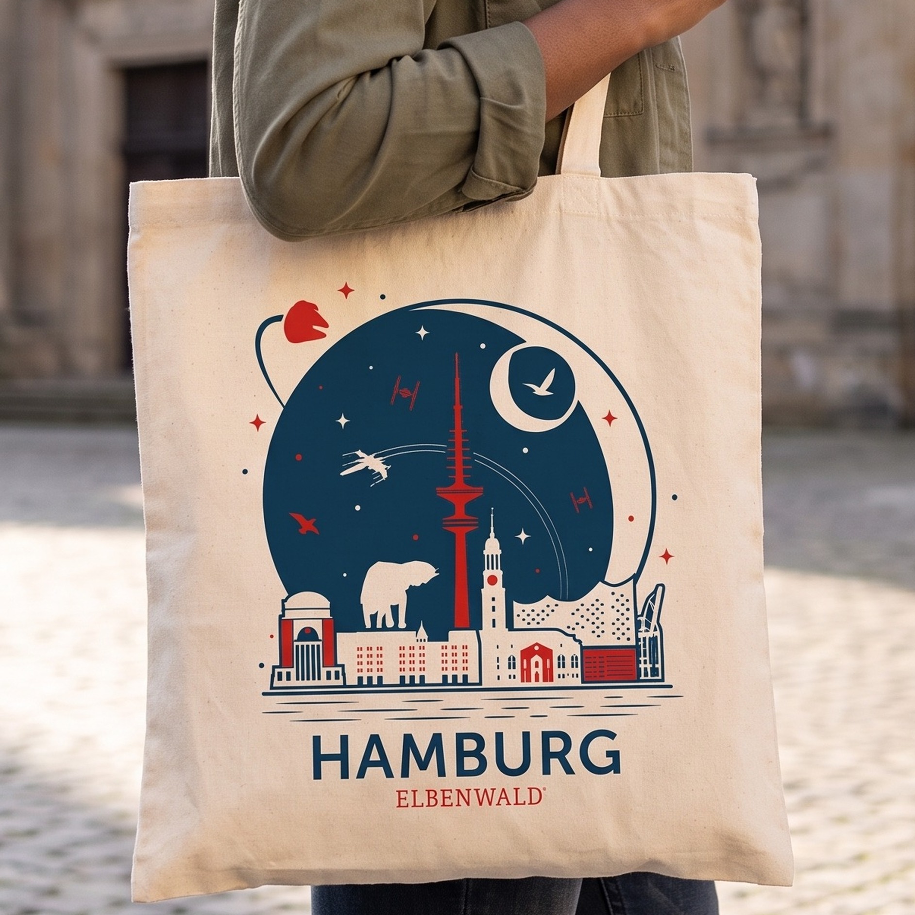 Elbenwald in Hamburg Skyline Jute Bag