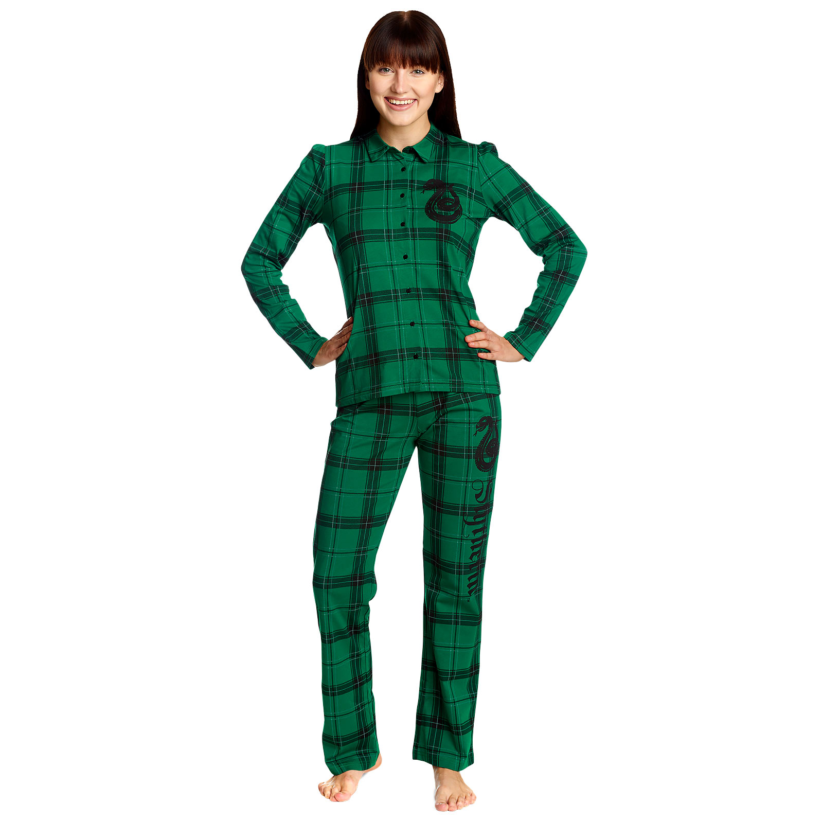 Harry Potter - Pyjama damier Slytherin vert pour femmes
