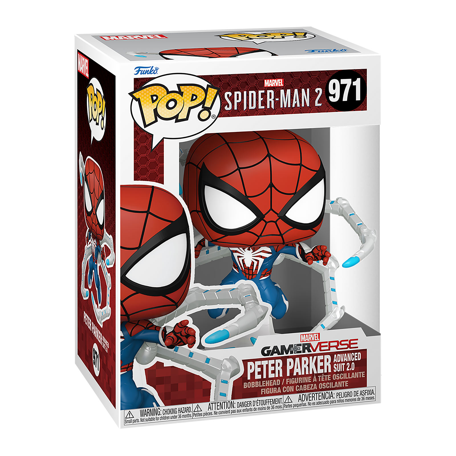 Spider-Man 2 - Peter Parker Advanced Suit 2.0 Figurine Marvel Funko Pop à Tête Oscillante